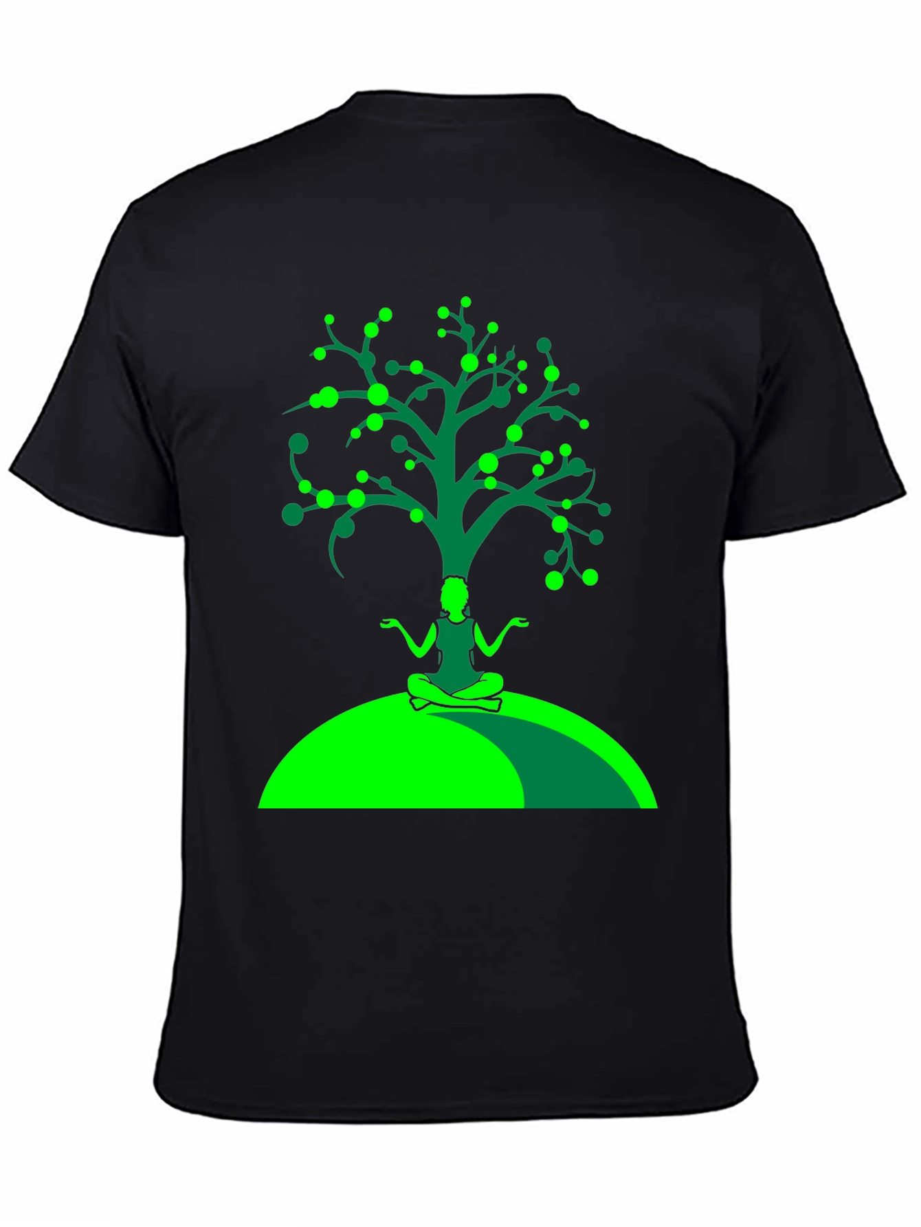Yoga Tree Graphic Tee - Black Cotton T-Shirt