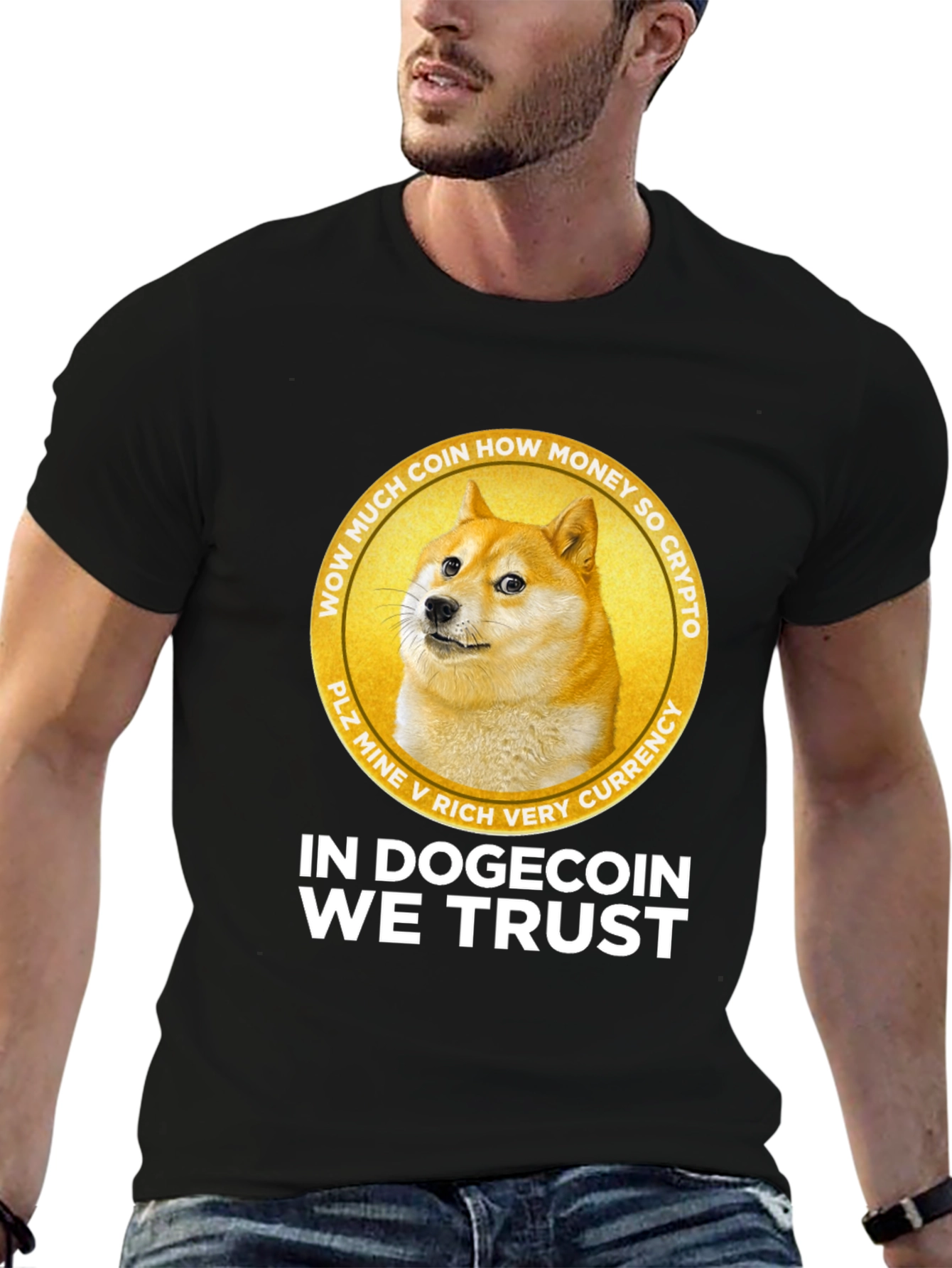 In Dogecoin We Trust Black Graphic Tee