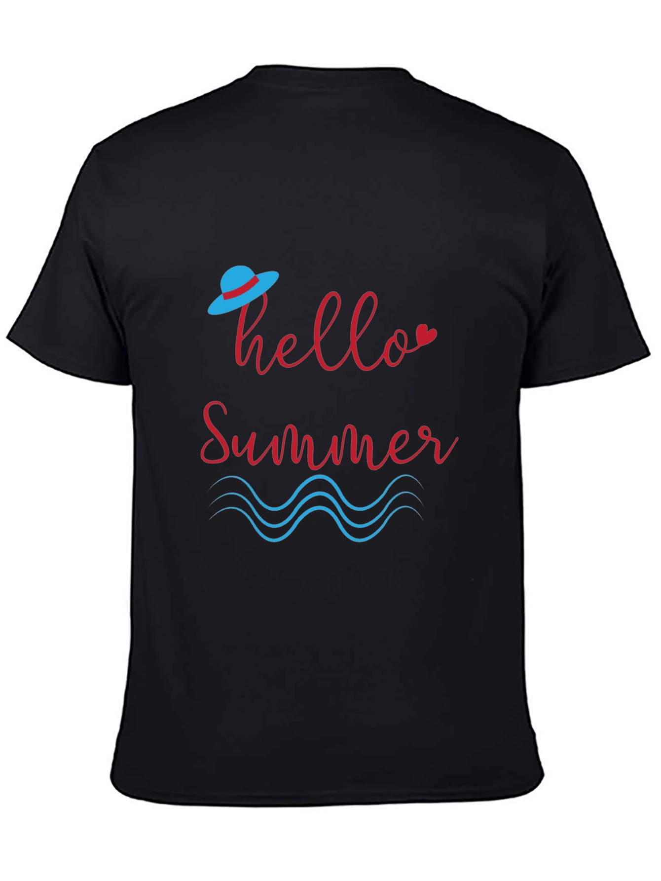 Hello Summer Graphic Black T-Shirt