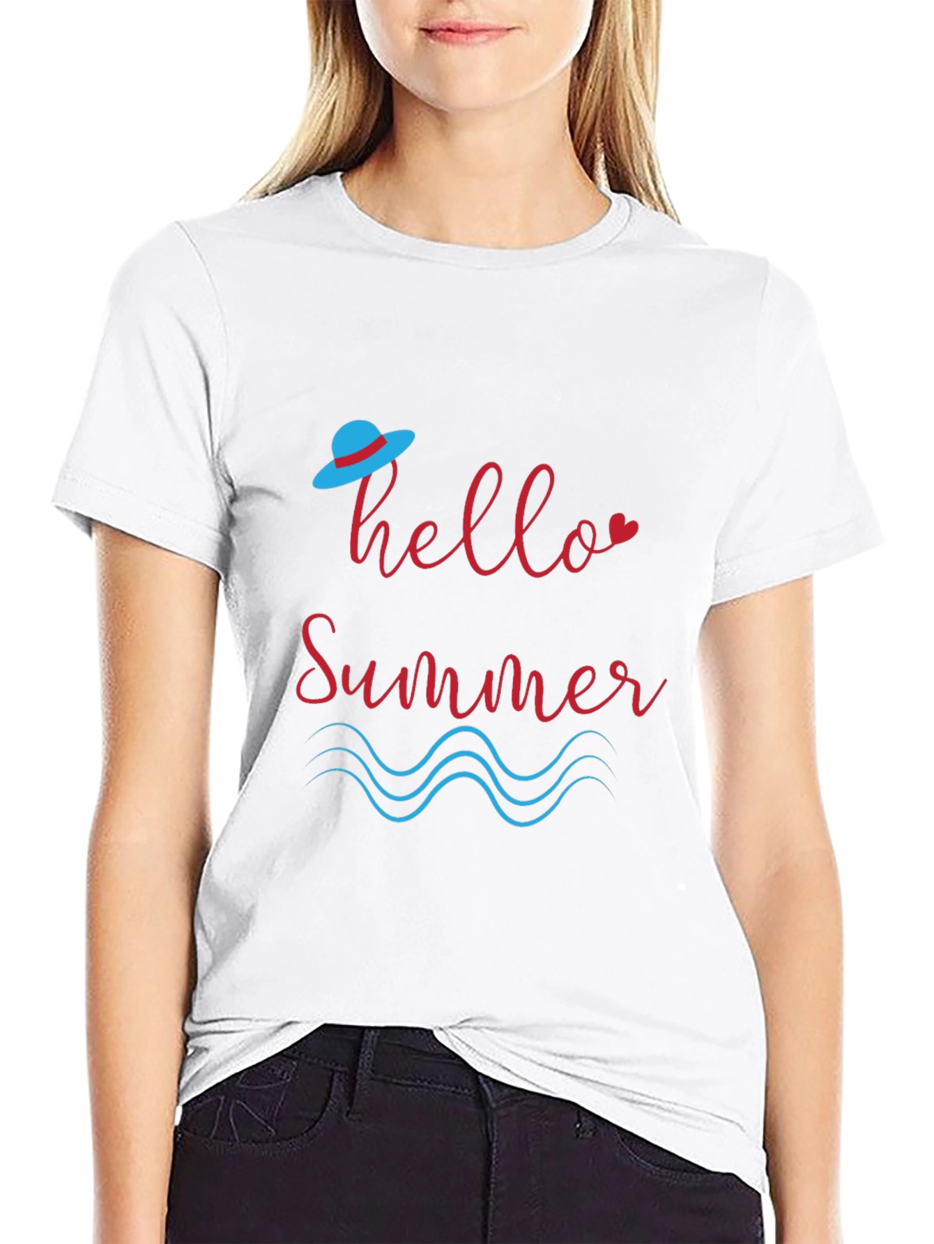 Hello Summer Graphic Black T-Shirt