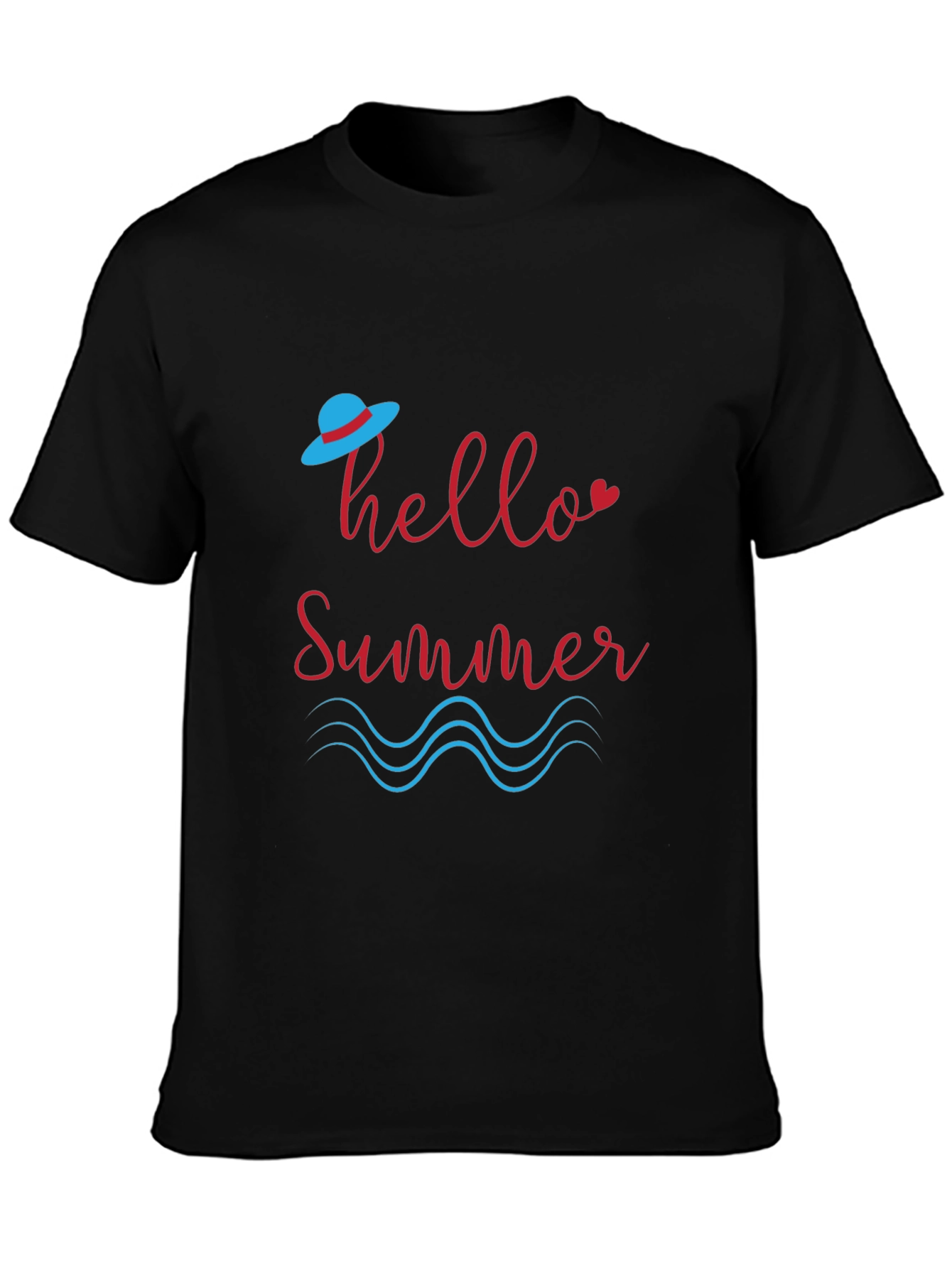 Hello Summer Graphic Black T-Shirt