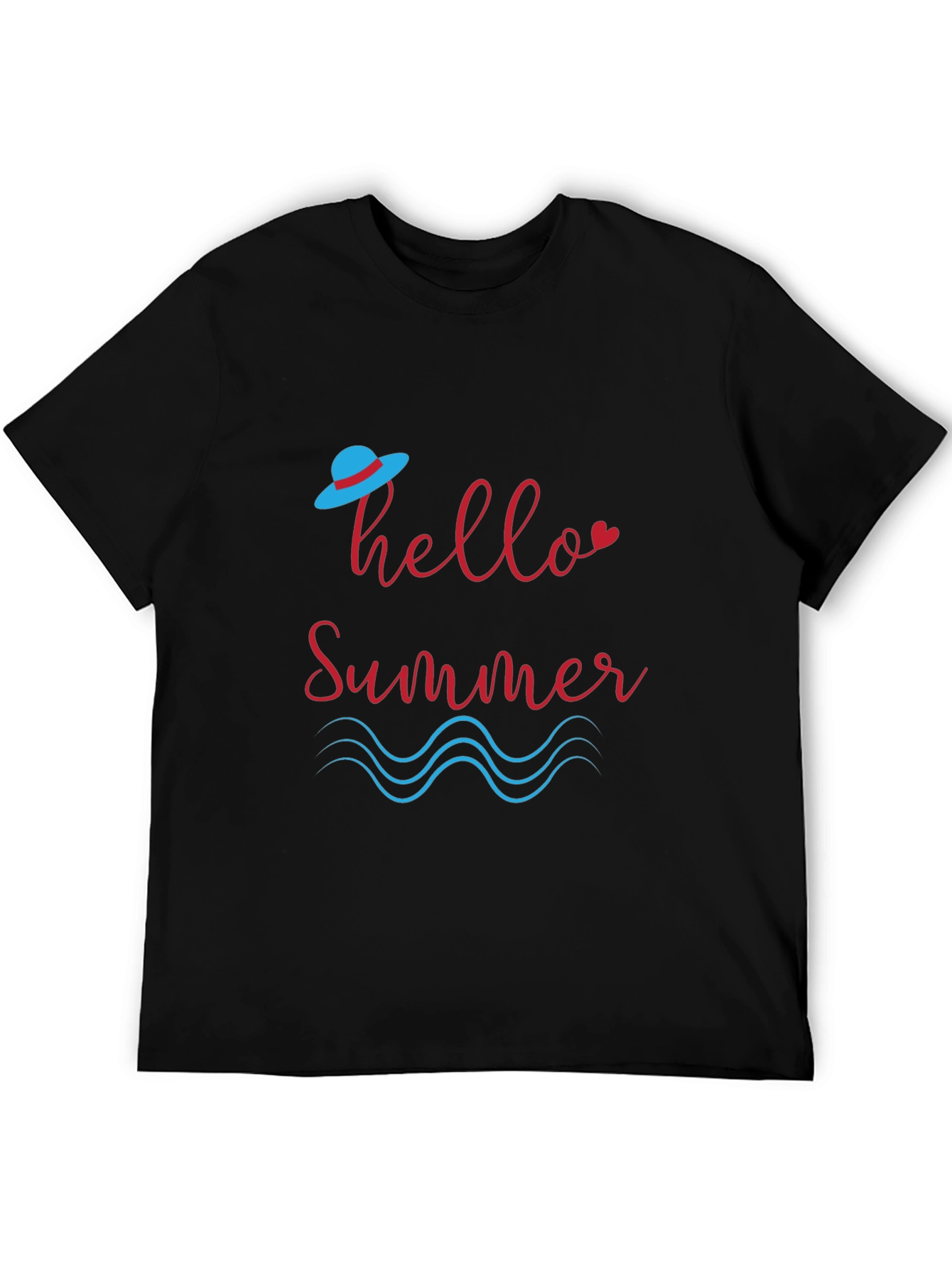 Hello Summer Graphic Black T-Shirt