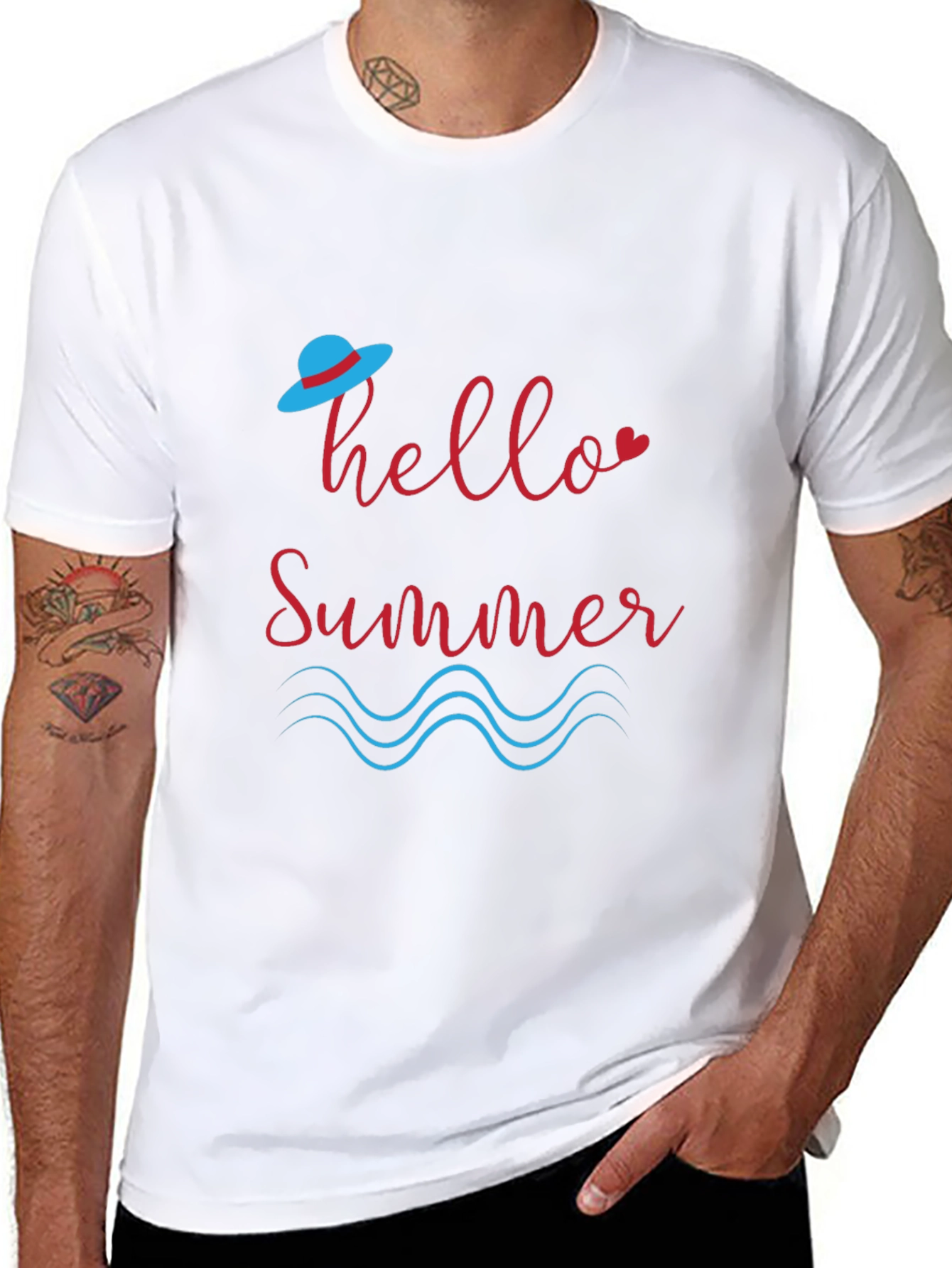 Hello Summer Graphic Black T-Shirt
