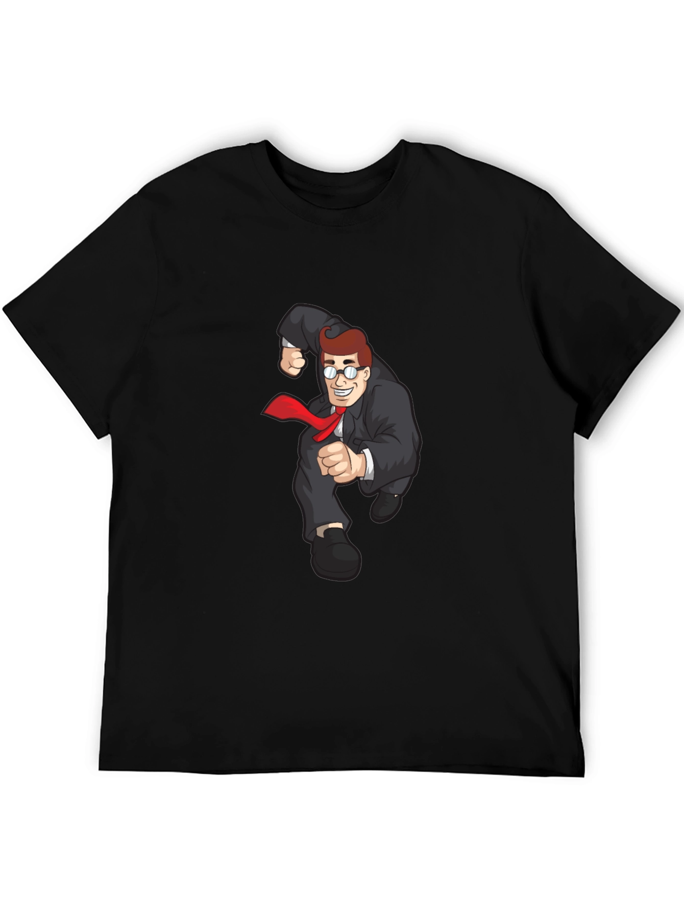Cartoon Businessman Black T-Shirt