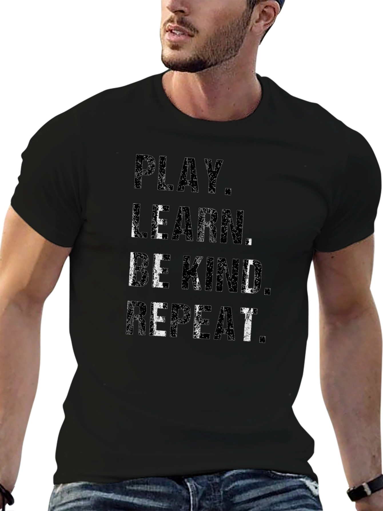 Play Learn Be Kind Repeat Black T-Shirt