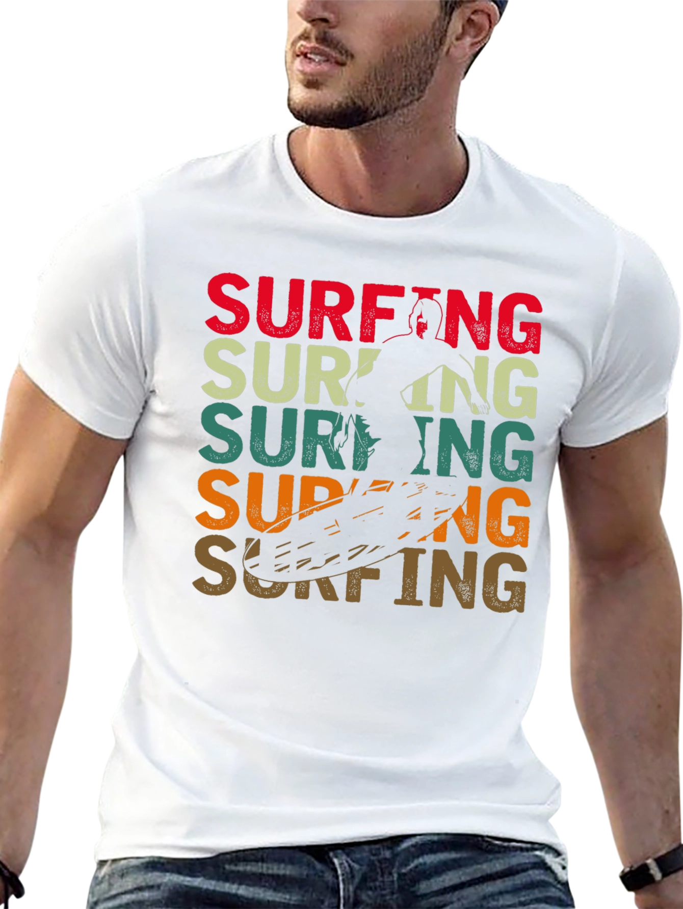 Retro Surfing Graphic Tee - Black