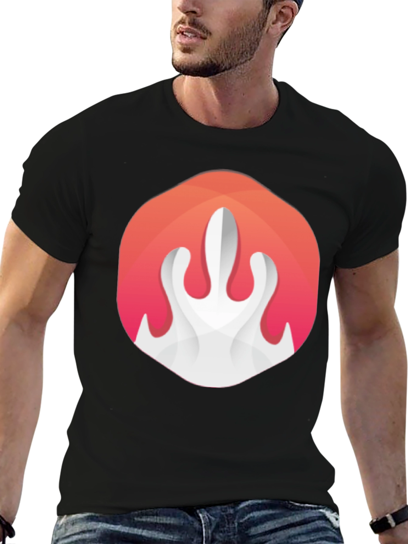 Abstract Flame Graphic Black T-Shirt