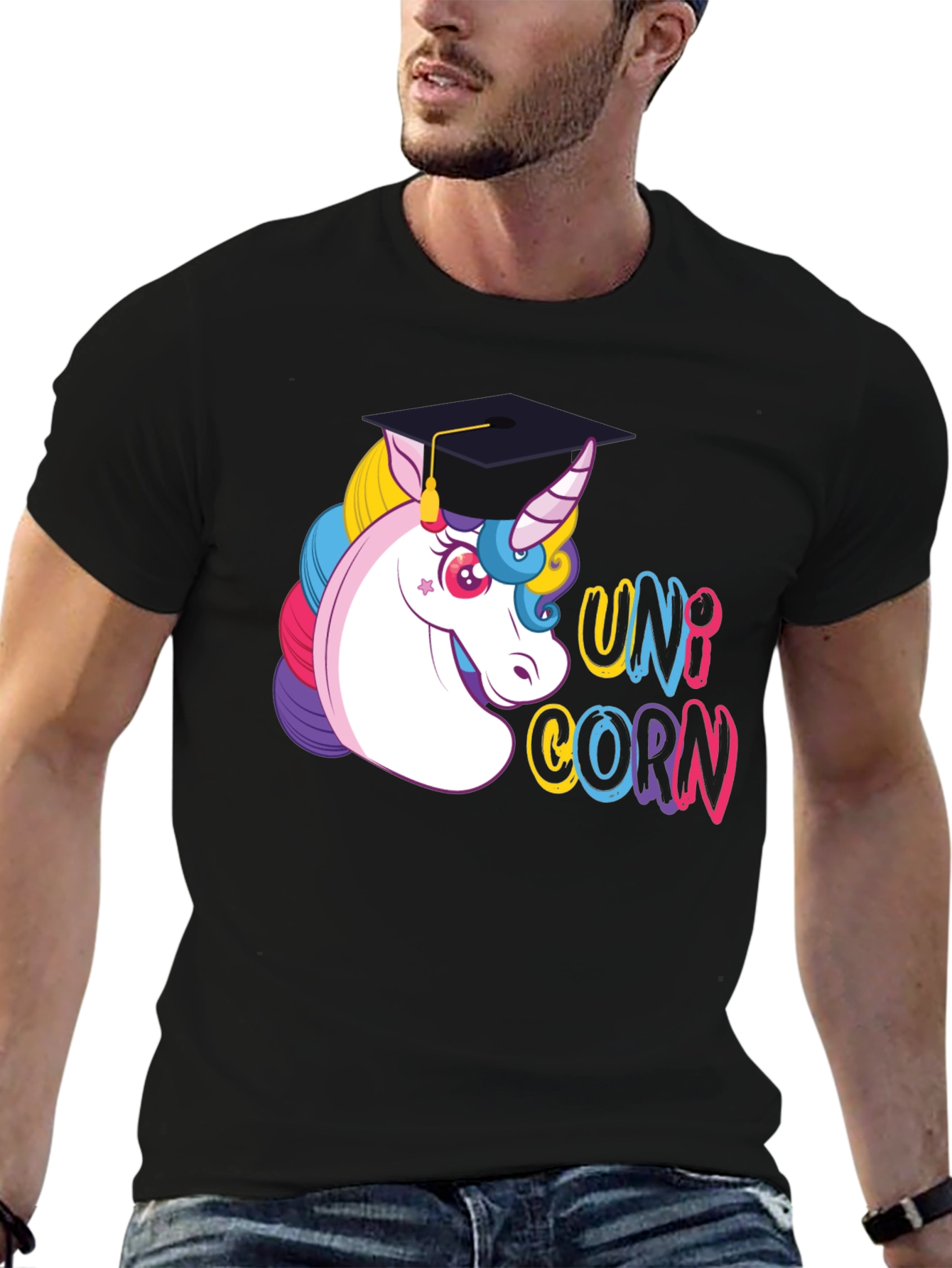 Graduation Unicorn T-Shirt - Black