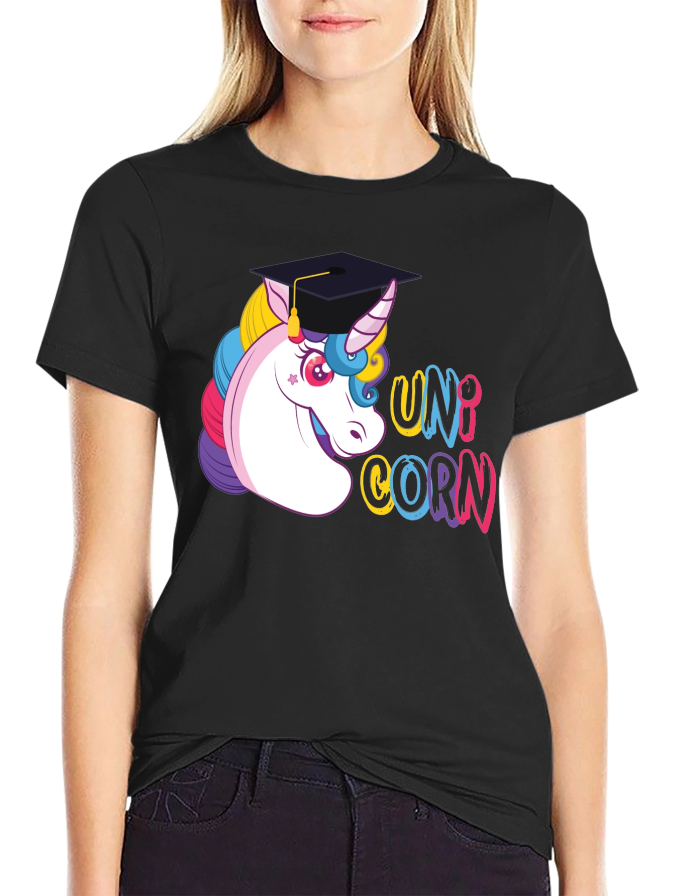 Graduation Unicorn T-Shirt - Black