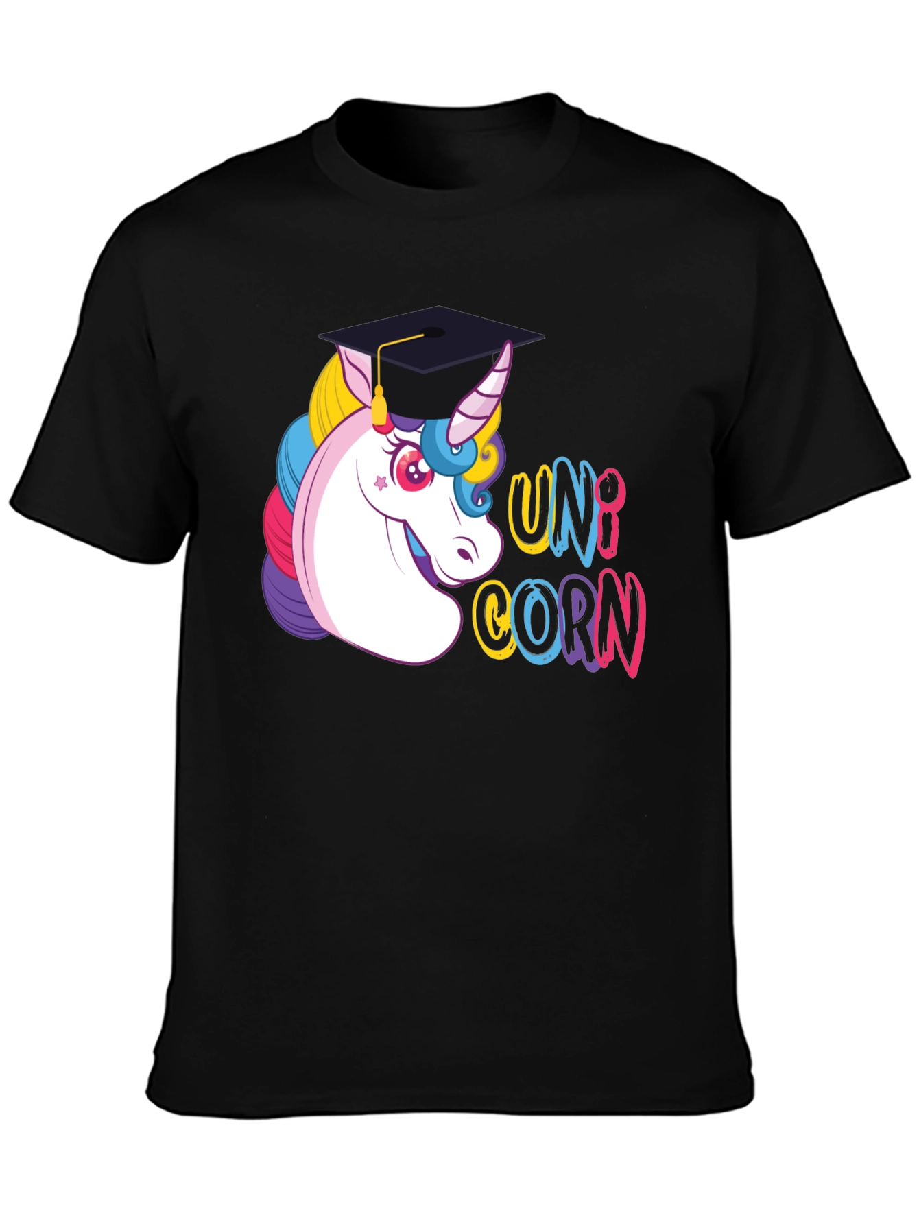 Graduation Unicorn T-Shirt - Black
