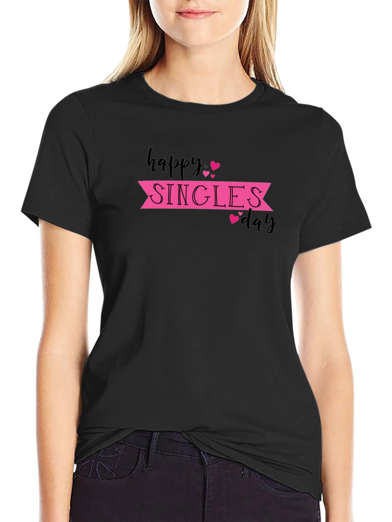 Happy Singles Day T-Shirt - Black Graphic Tee