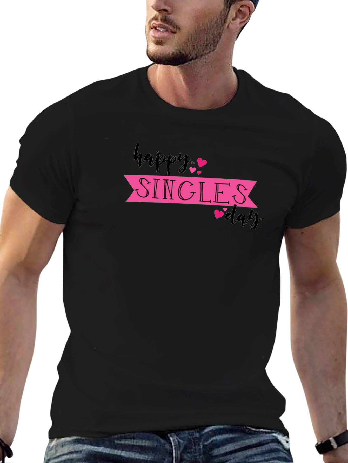 Happy Singles Day T-Shirt - Black Graphic Tee