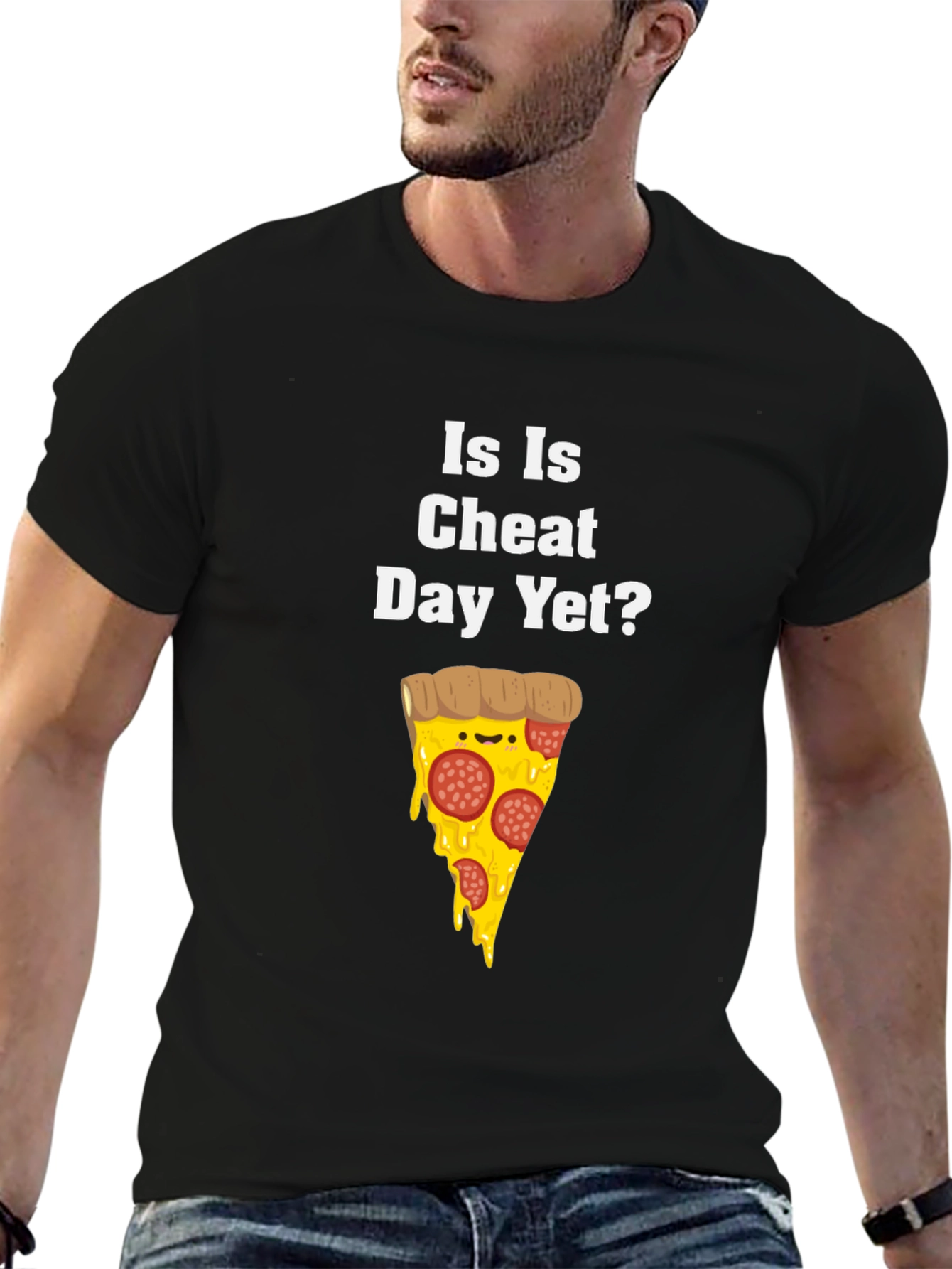 Funny Is Is Cheat Day Yet? Pizza Graphic T-Shirt