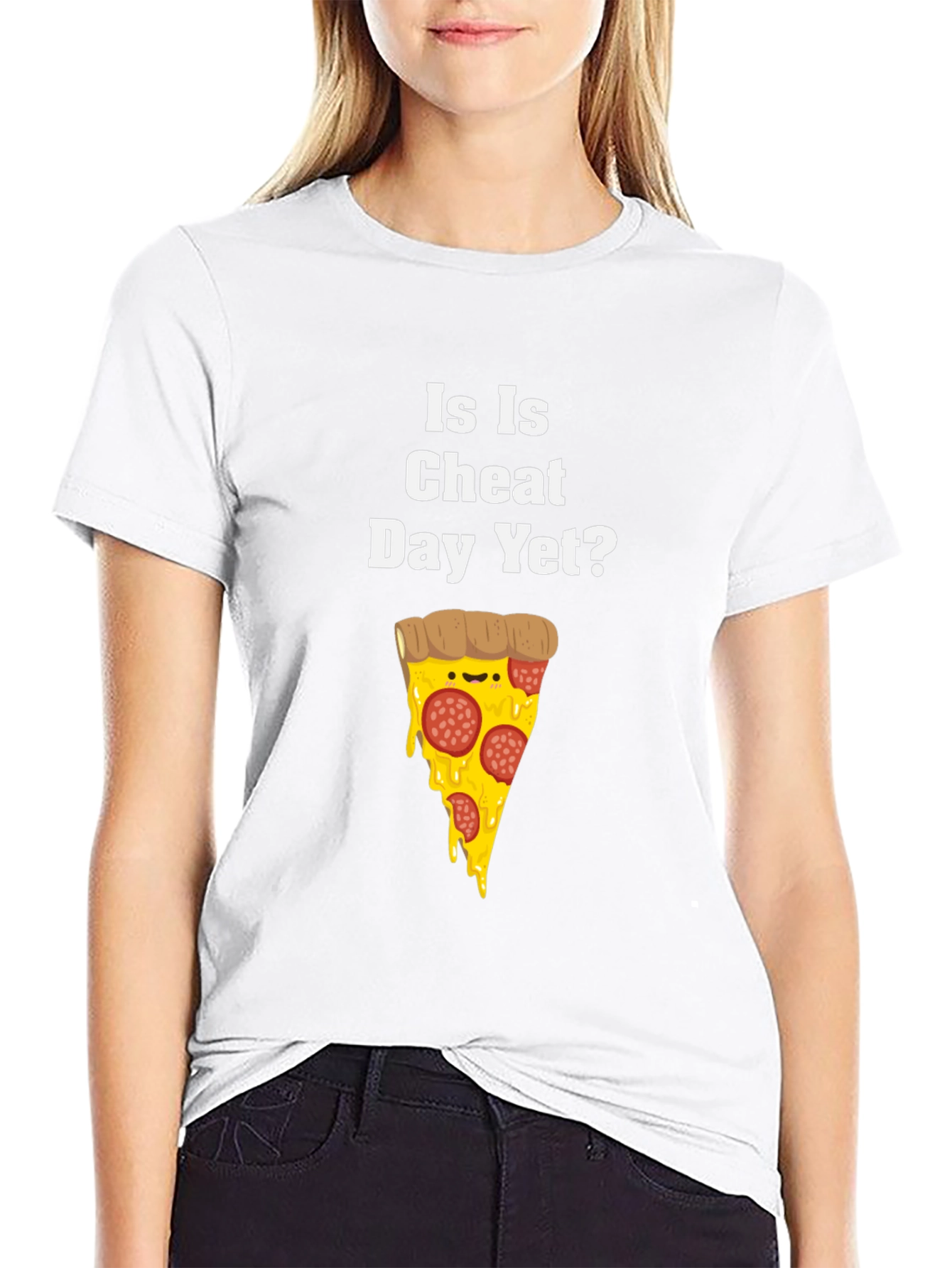 Funny Is Is Cheat Day Yet? Pizza Graphic T-Shirt