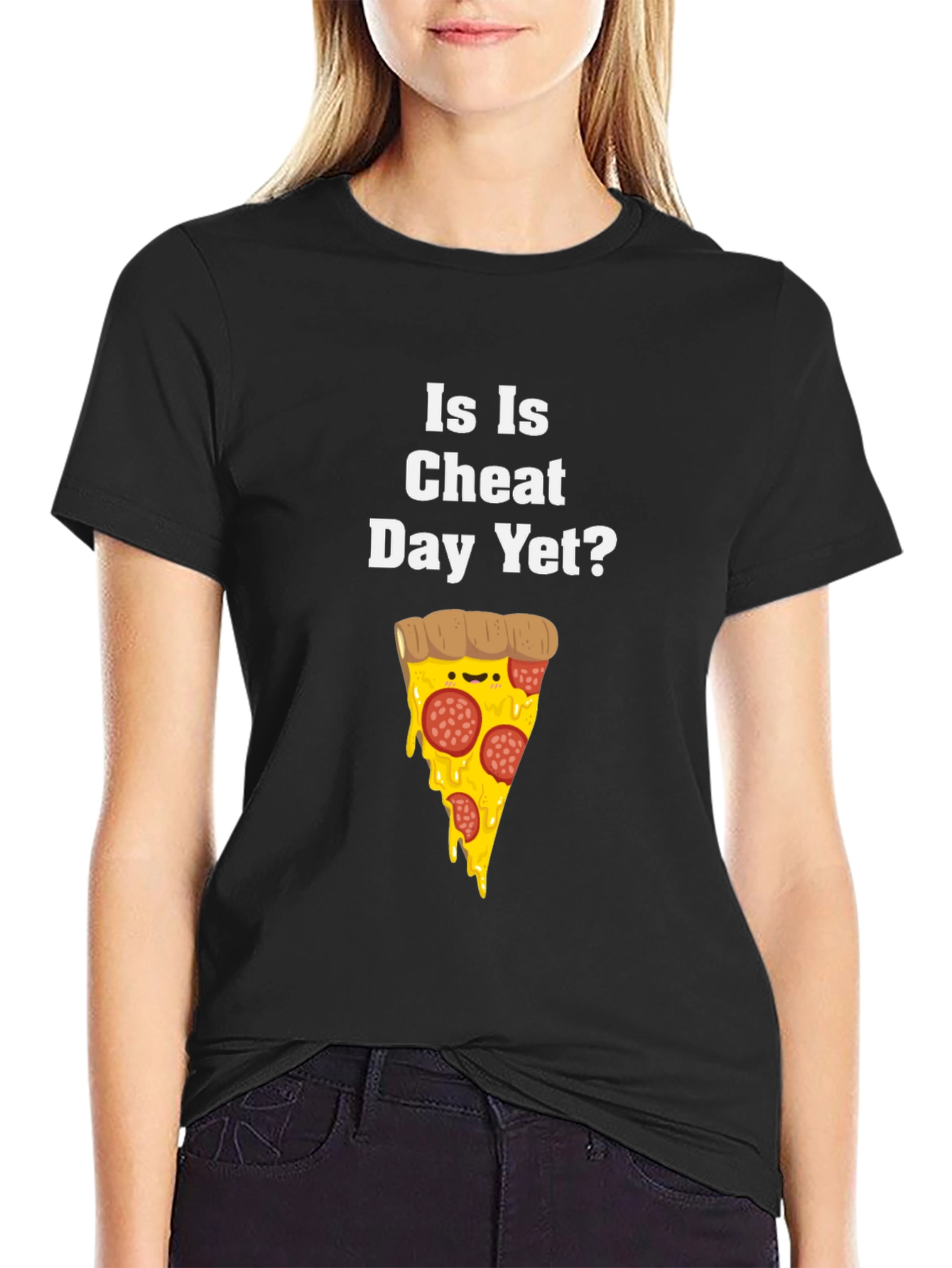 Funny Is Is Cheat Day Yet? Pizza Graphic T-Shirt