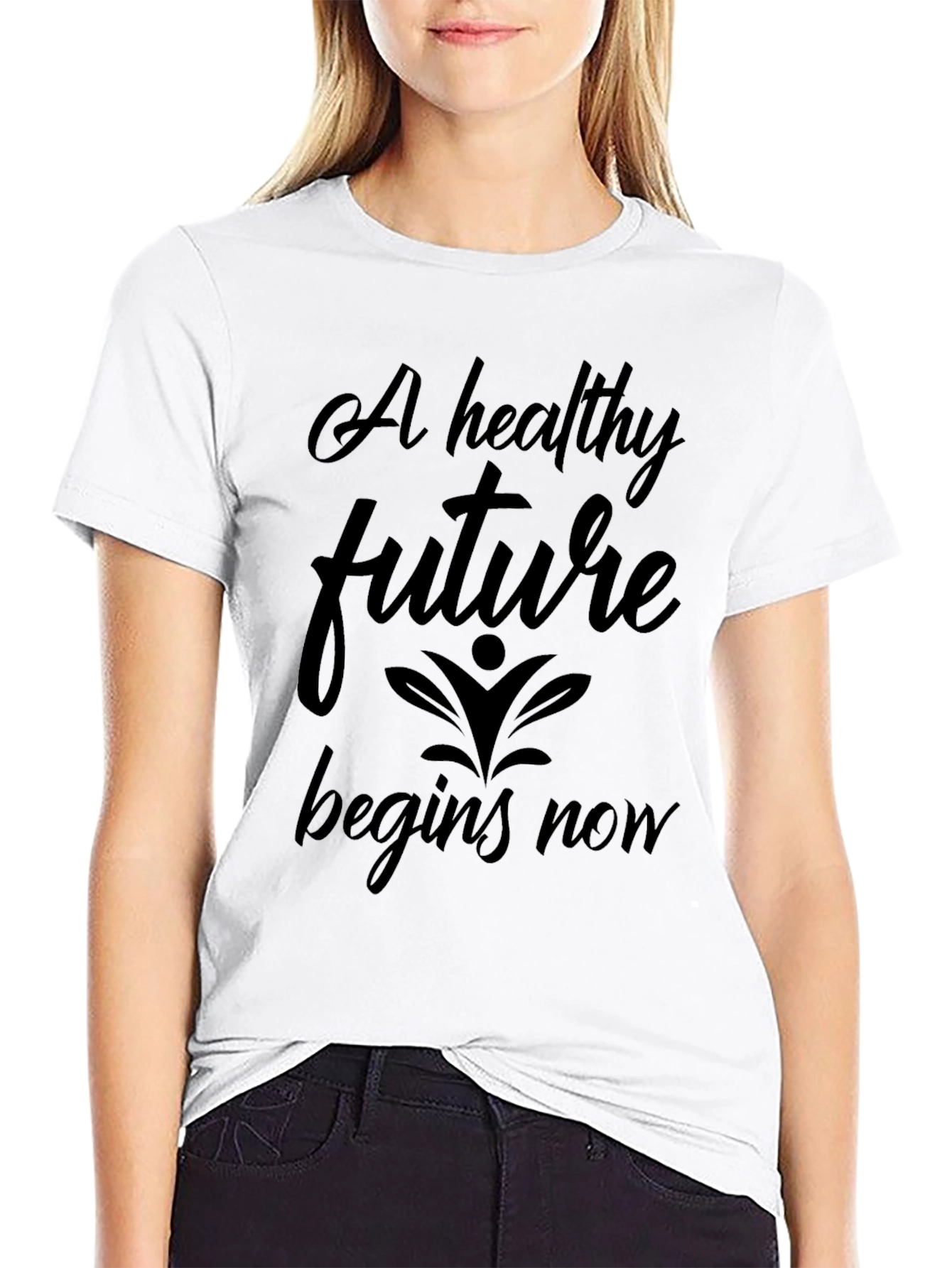 Healthy Future Begins Now Black Graphic Tee