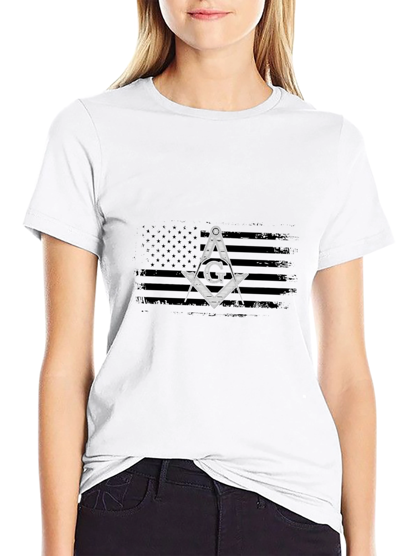 Masonic USA Flag Graphic Tee - Black