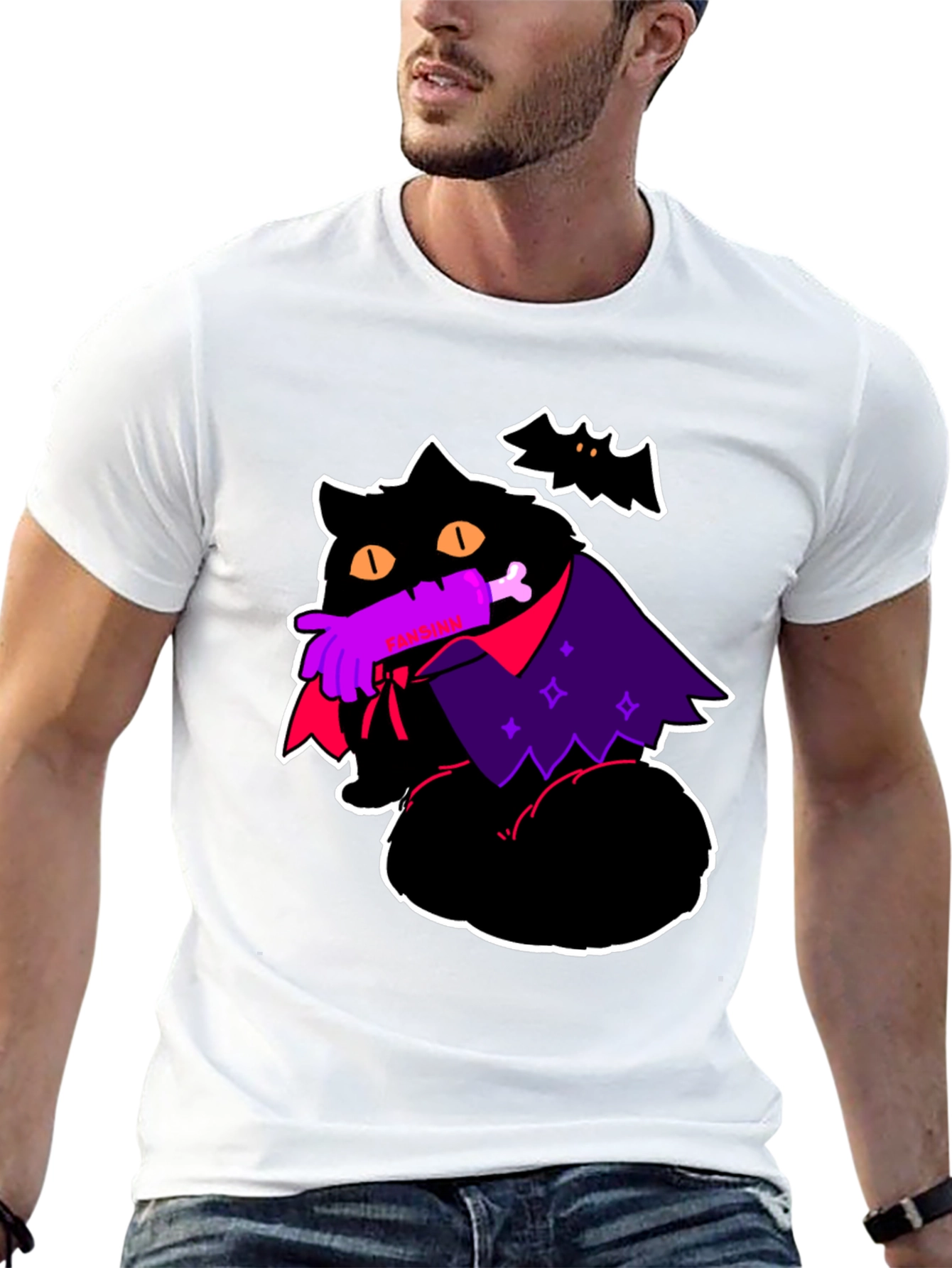 Halloween Vampire Cat Graphic Tee