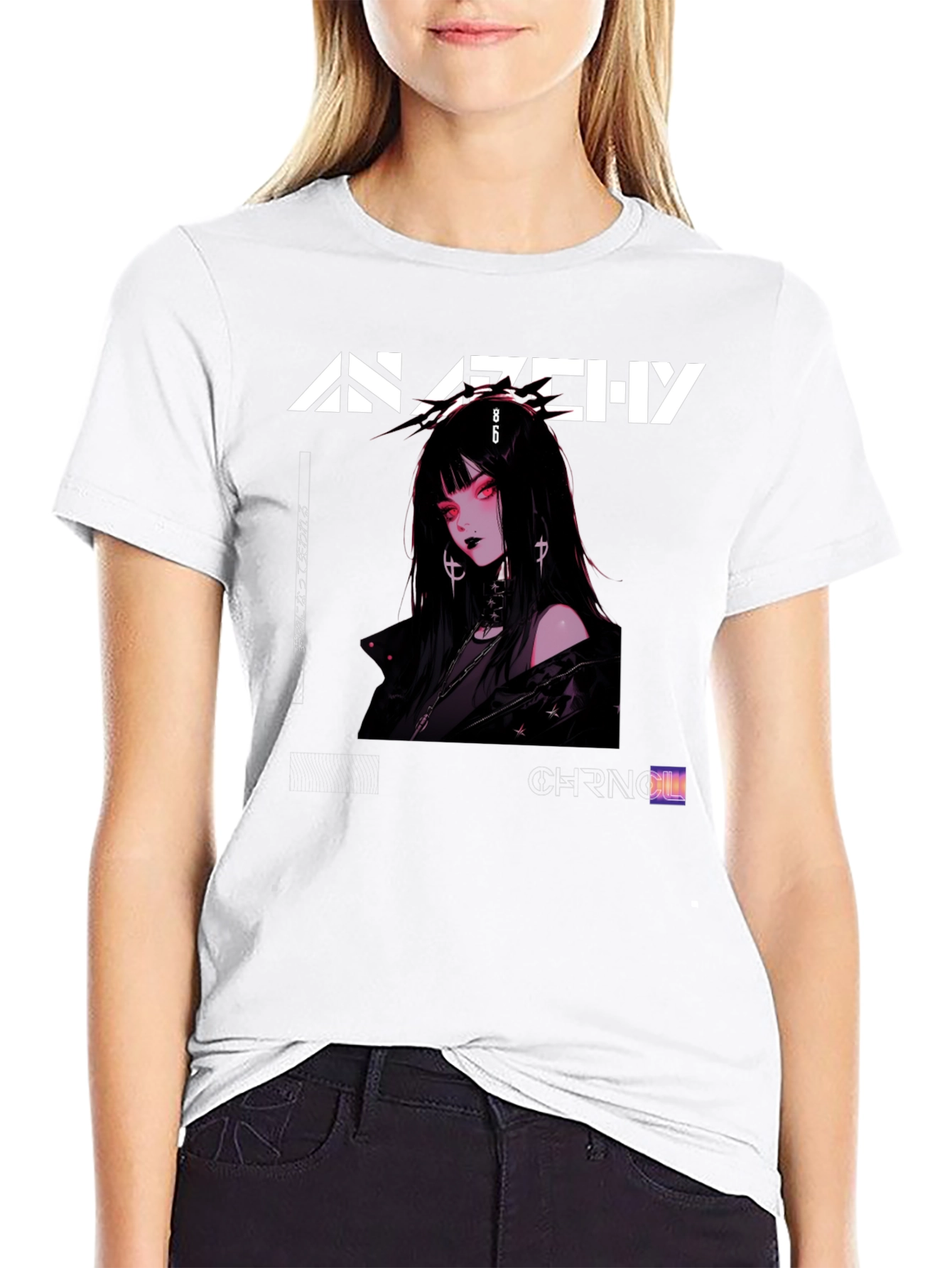 Anarchy Anime Girl Graphic Print T-Shirt