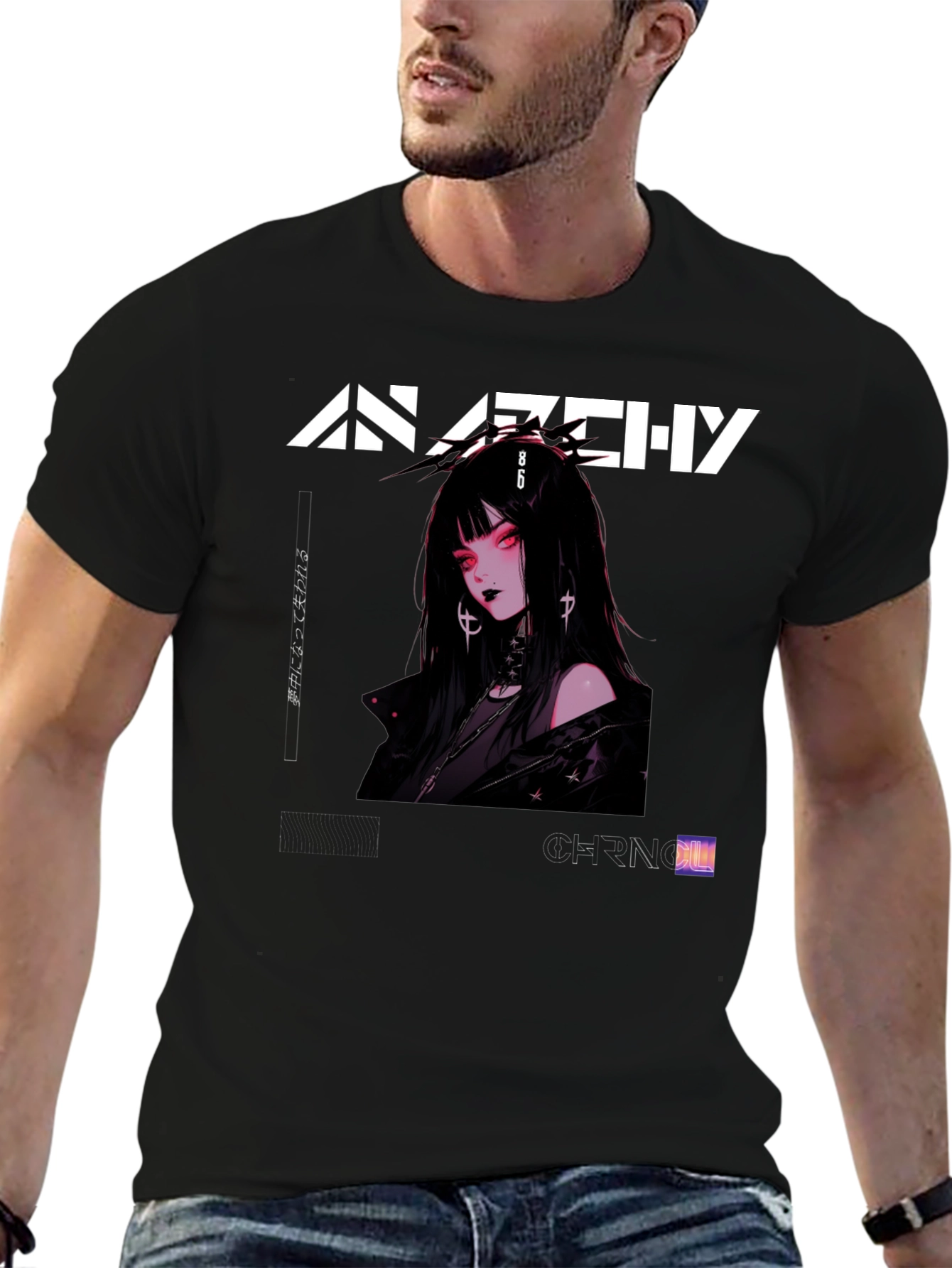 Anarchy Anime Girl Graphic Print T-Shirt