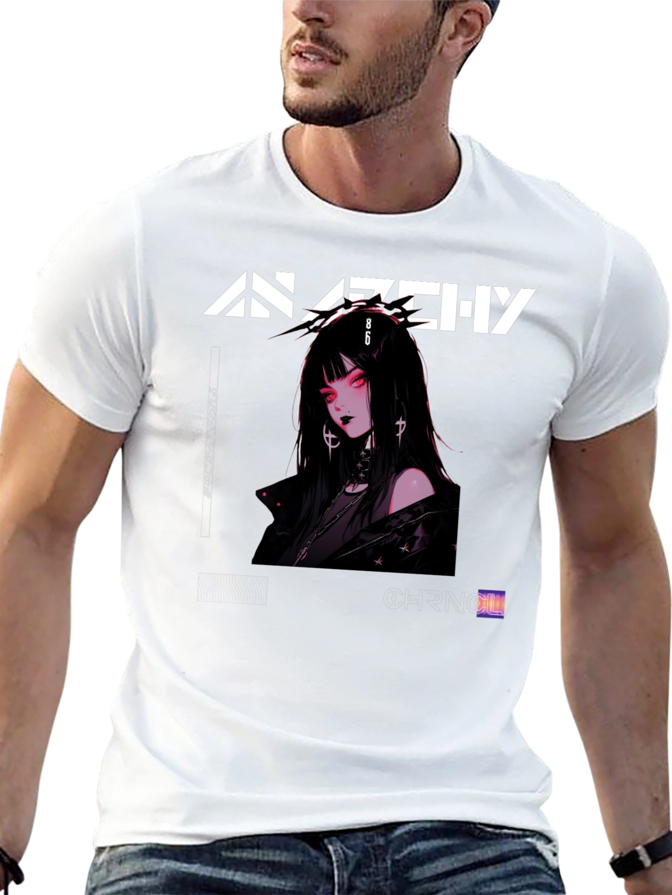 Anarchy Anime Girl Graphic Print T-Shirt
