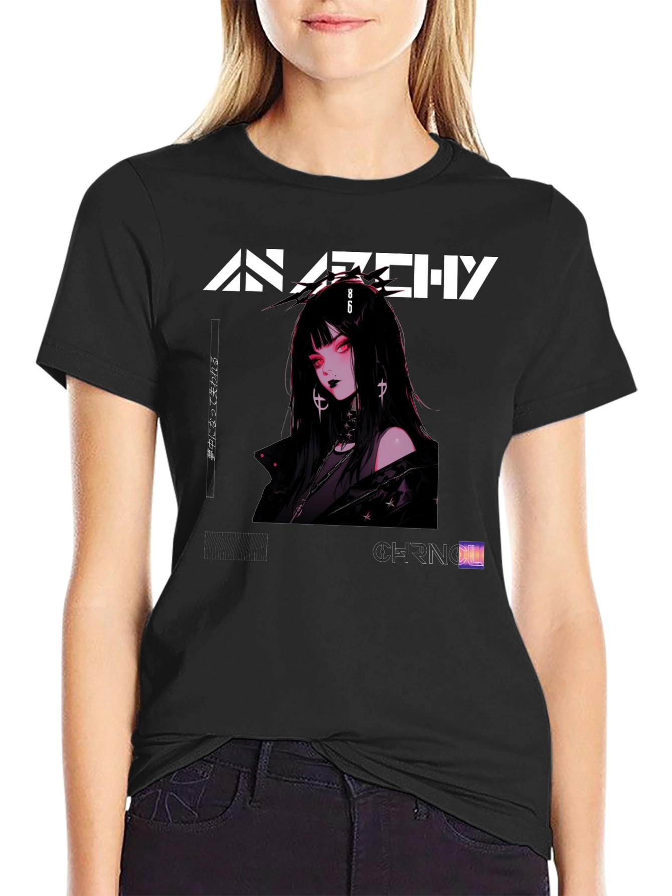 Anarchy Anime Girl Graphic Print T-Shirt