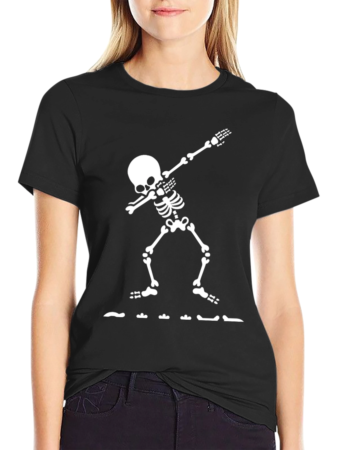 Dabbing Skeleton Graphic Tee - Black T-Shirt