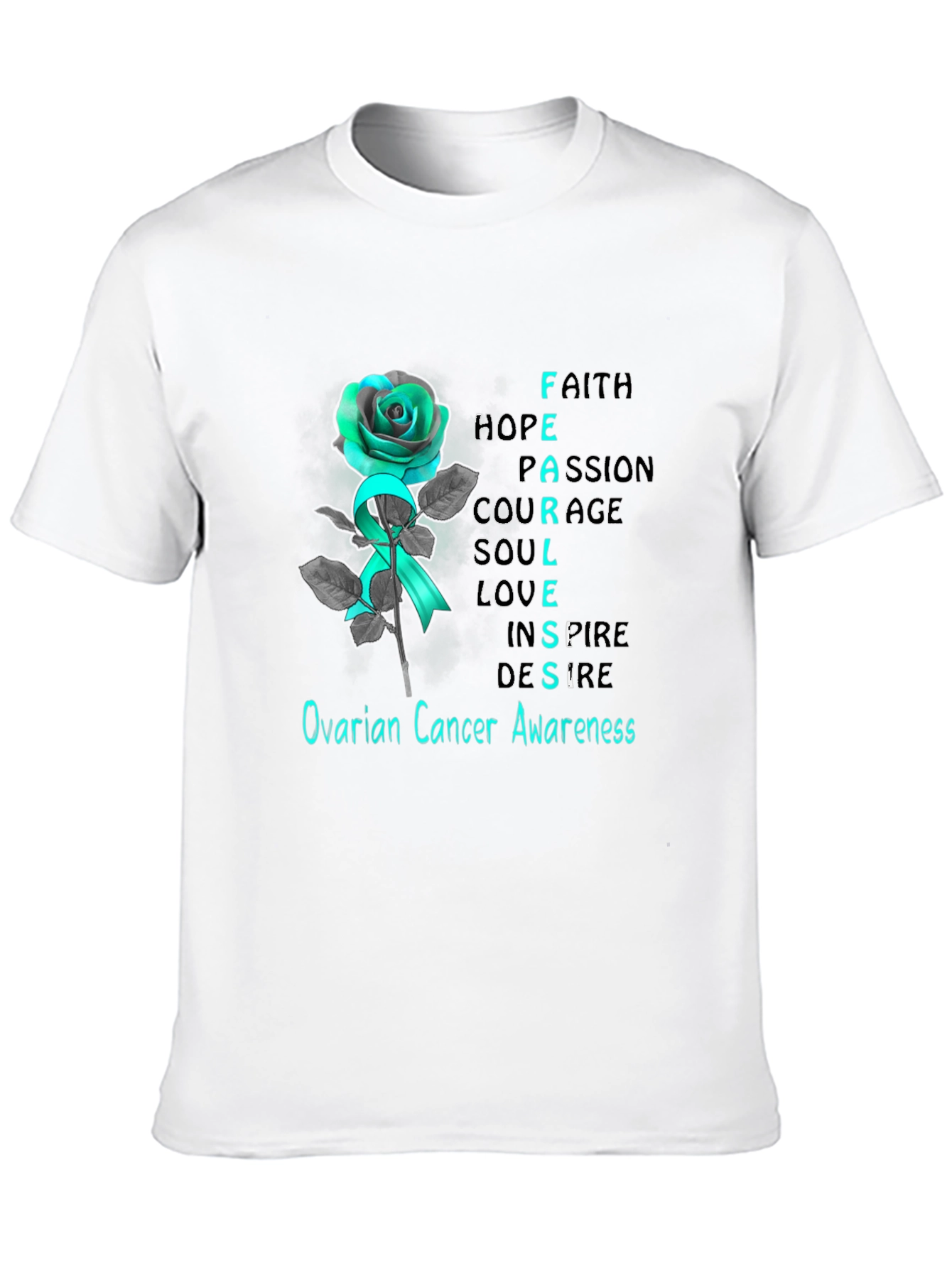 Ovarian Cancer Awareness Rose T-Shirt