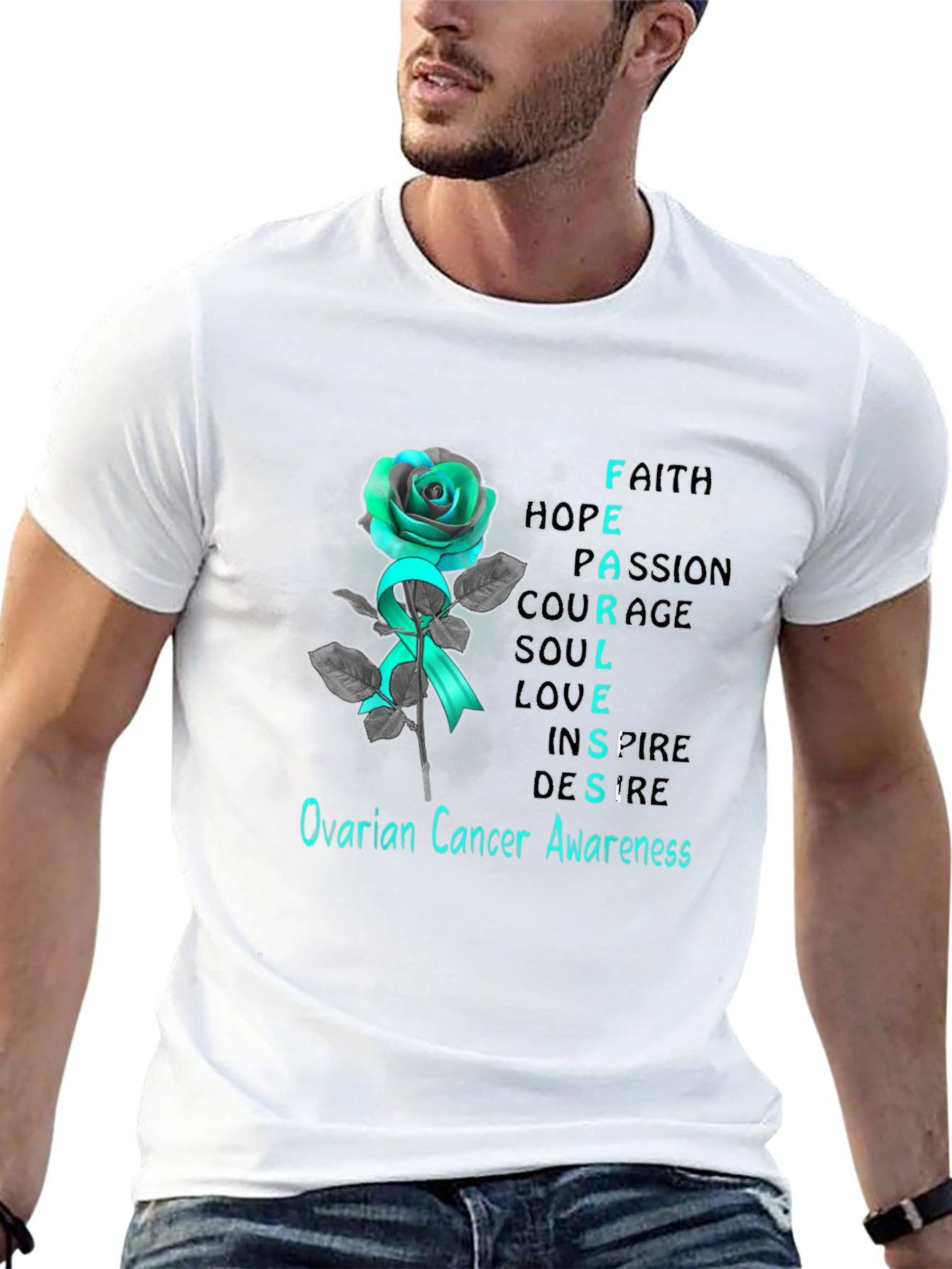 Ovarian Cancer Awareness Rose T-Shirt