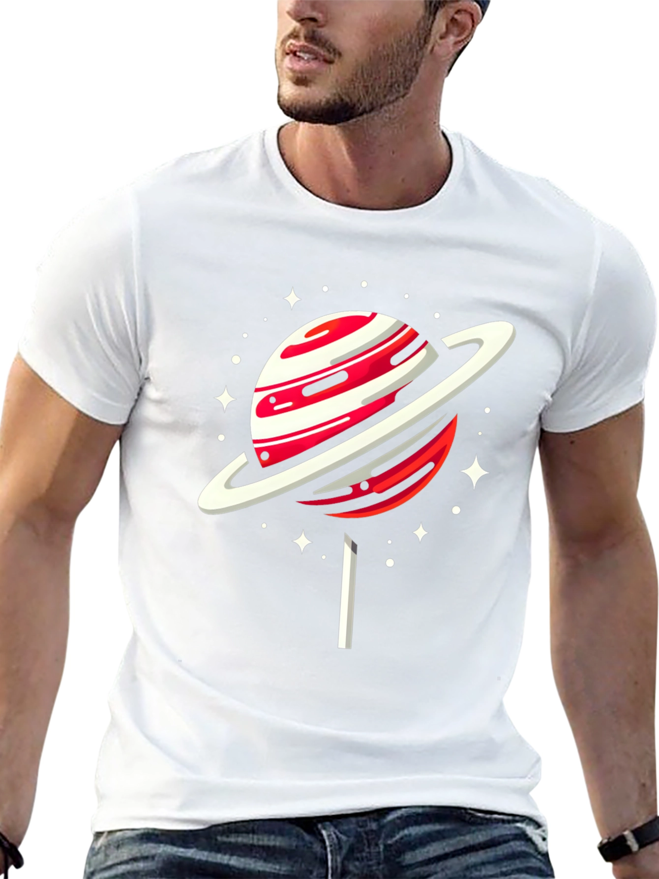Saturn Lollipop Graphic Tee - Unique Space Design