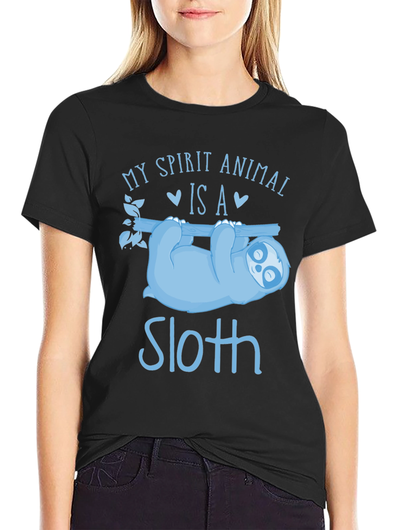 Sloth Spirit Animal Black T-Shirt