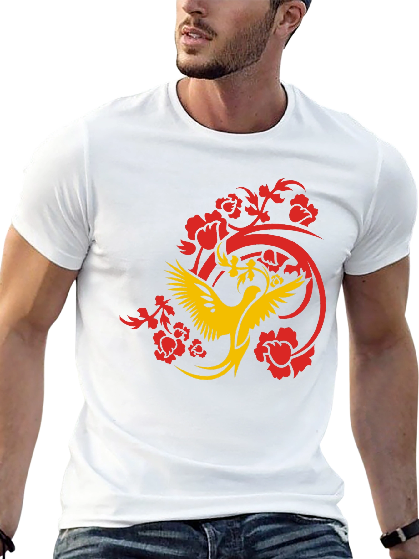 Phoenix Graphic Print Black T-Shirt