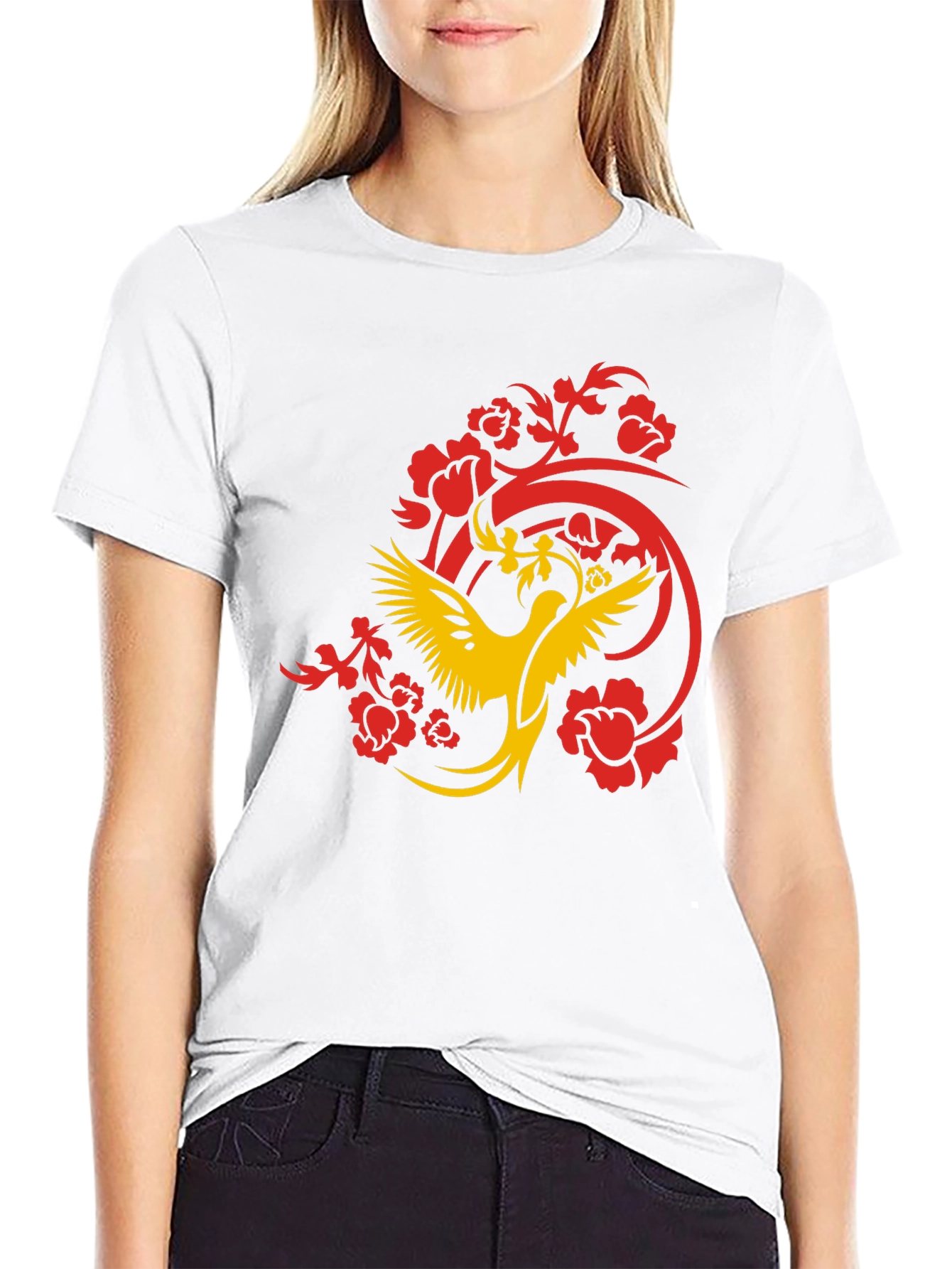 Phoenix Graphic Print Black T-Shirt