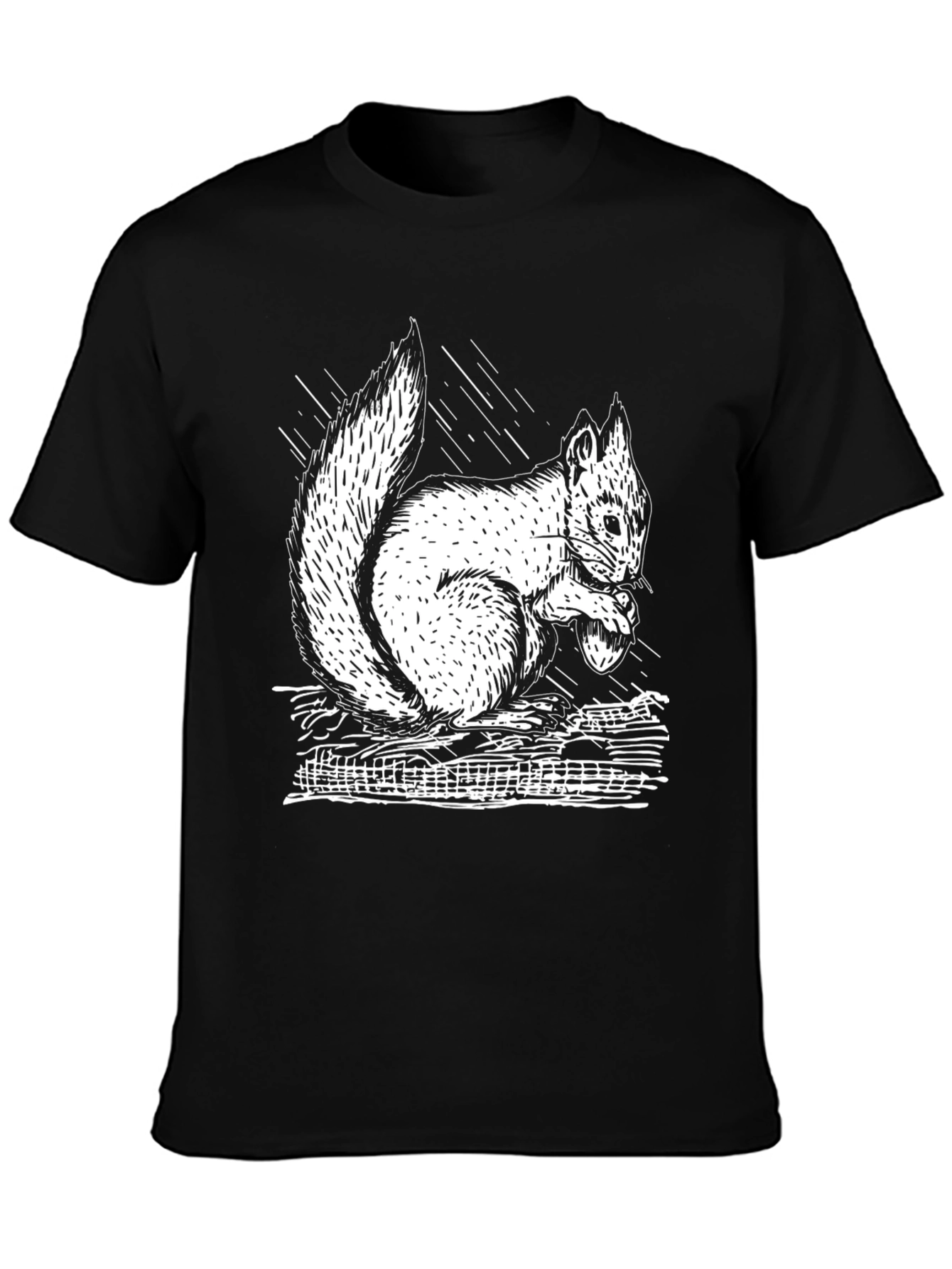 Squirrel Graphic Tee - Black Cotton T-Shirt
