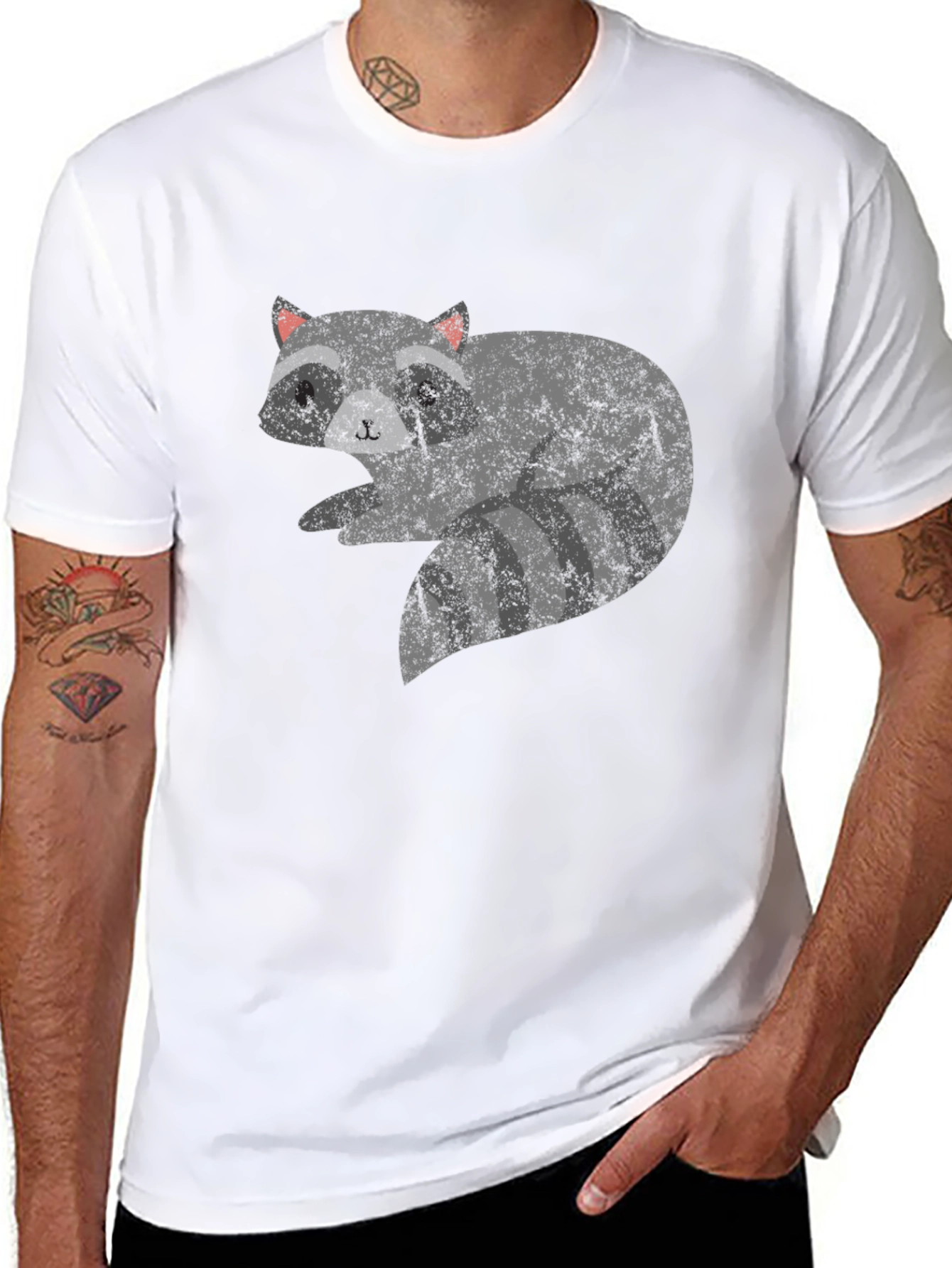 Raccoon Graphic Print Black T-Shirt