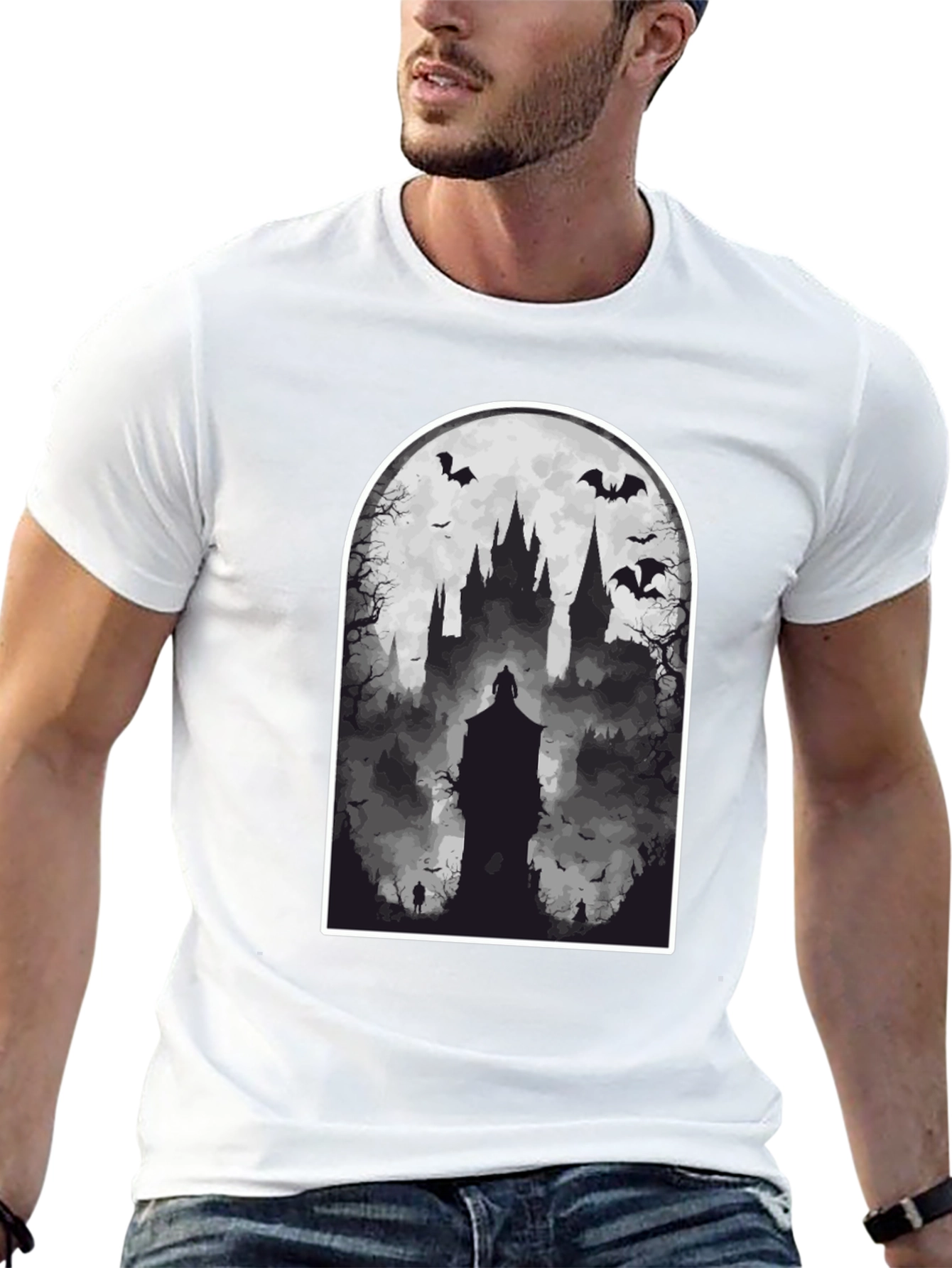 Spooky Castle T-Shirt - Gothic Halloween Tee