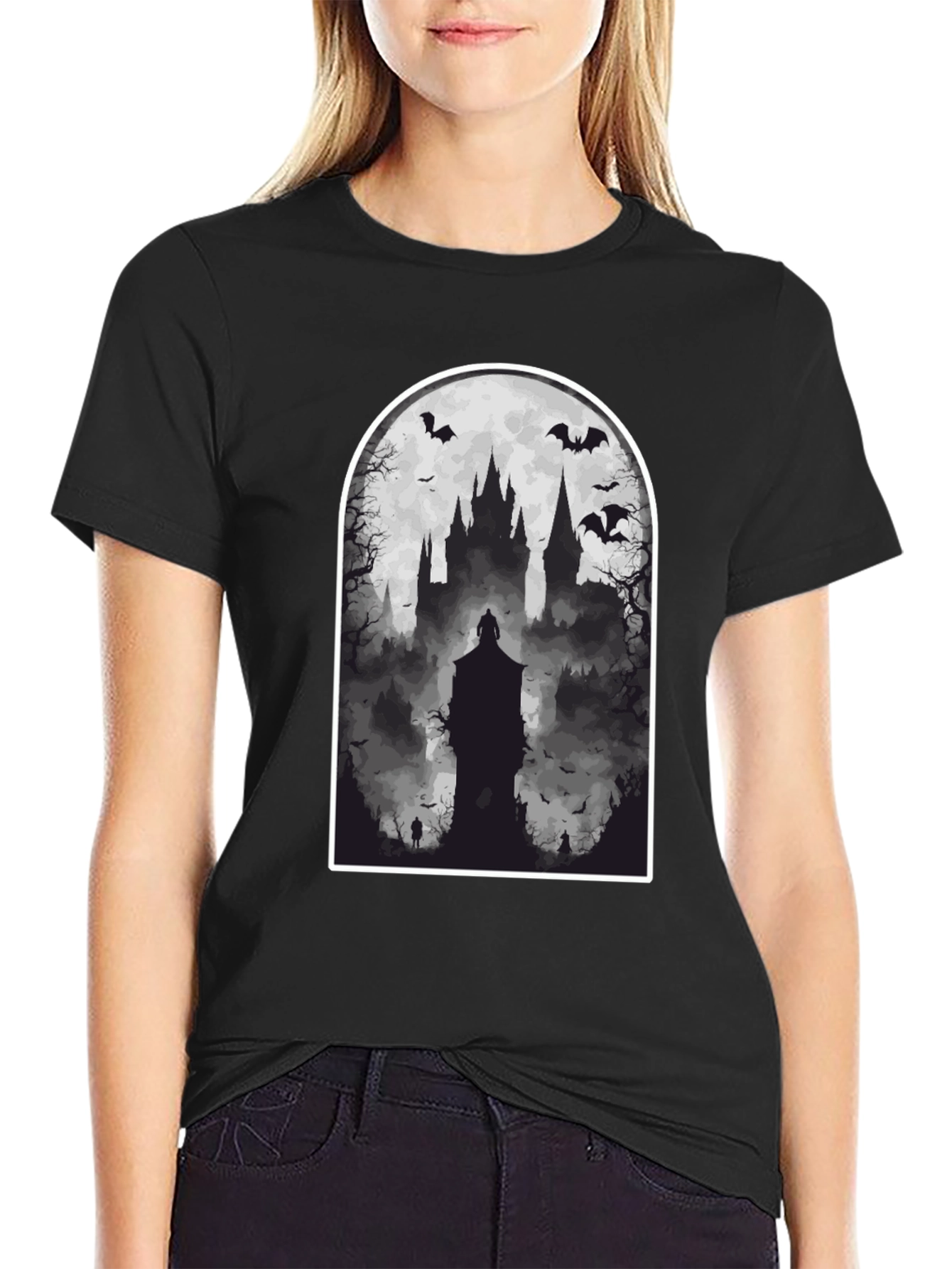 Spooky Castle T-Shirt - Gothic Halloween Tee