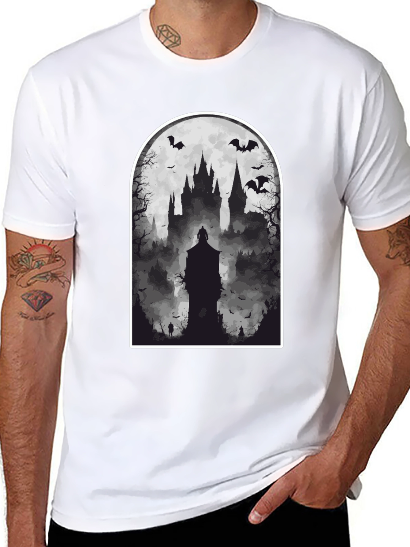 Spooky Castle T-Shirt - Gothic Halloween Tee