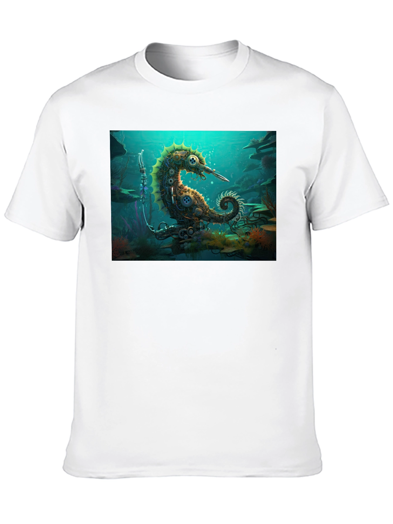 Steampunk Seahorse Black T-Shirt