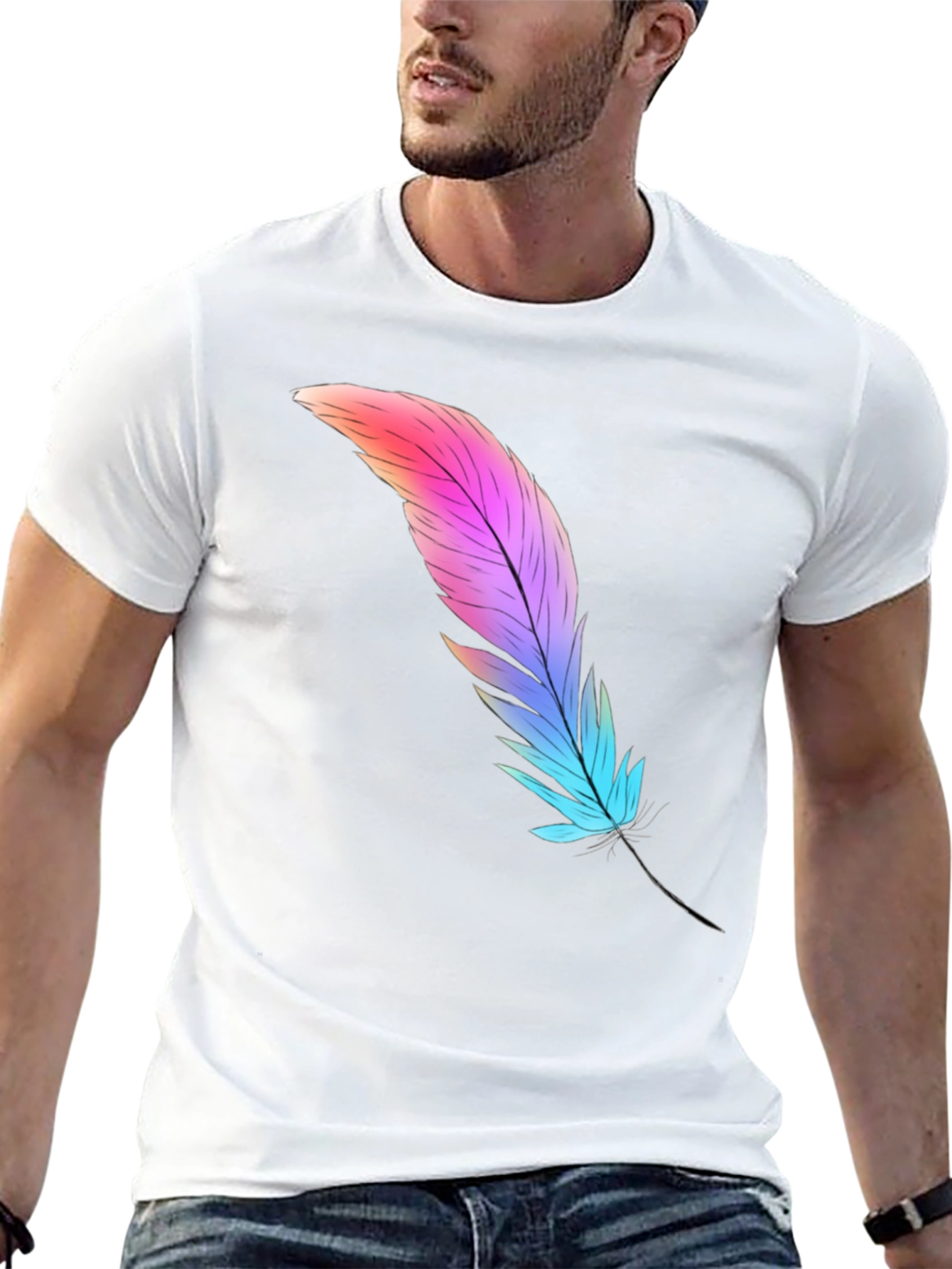 Feather Graphic Tee - Soft Cotton Blend
