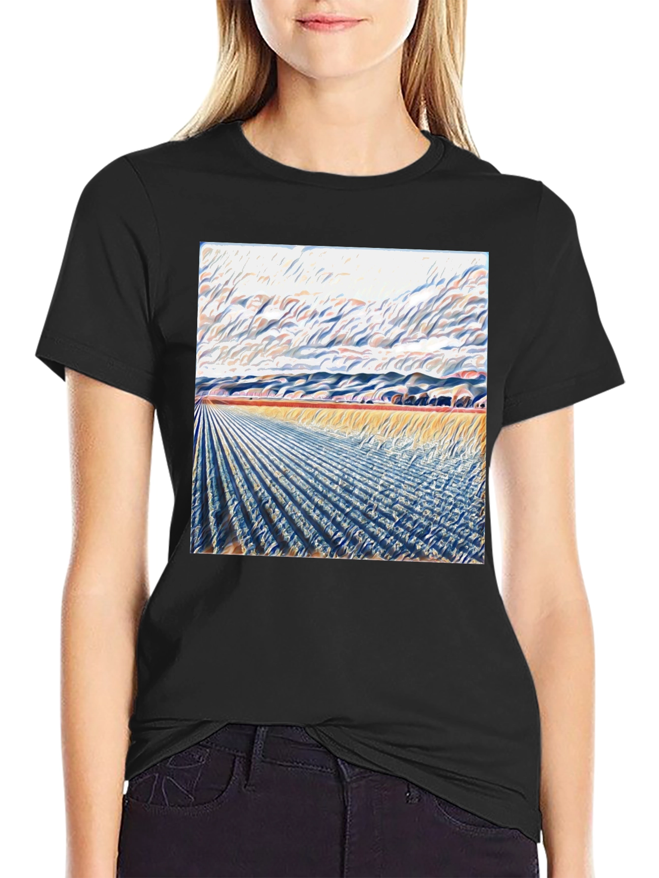 Abstract Landscape Print Tee - Modern Art Shirt