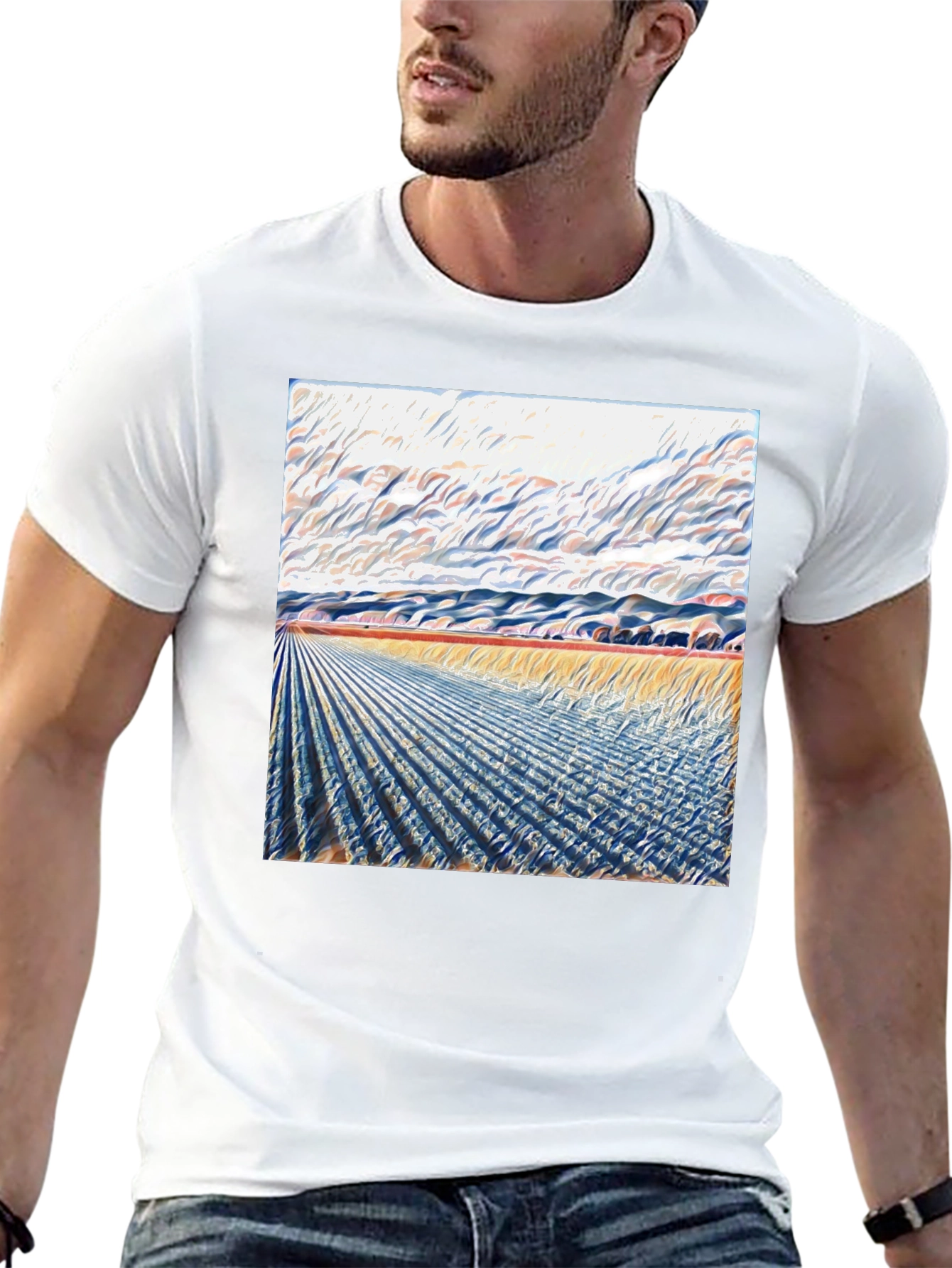 Abstract Landscape Print Tee - Modern Art Shirt