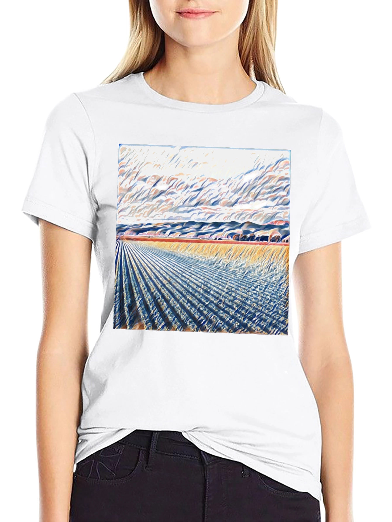 Abstract Landscape Print Tee - Modern Art Shirt