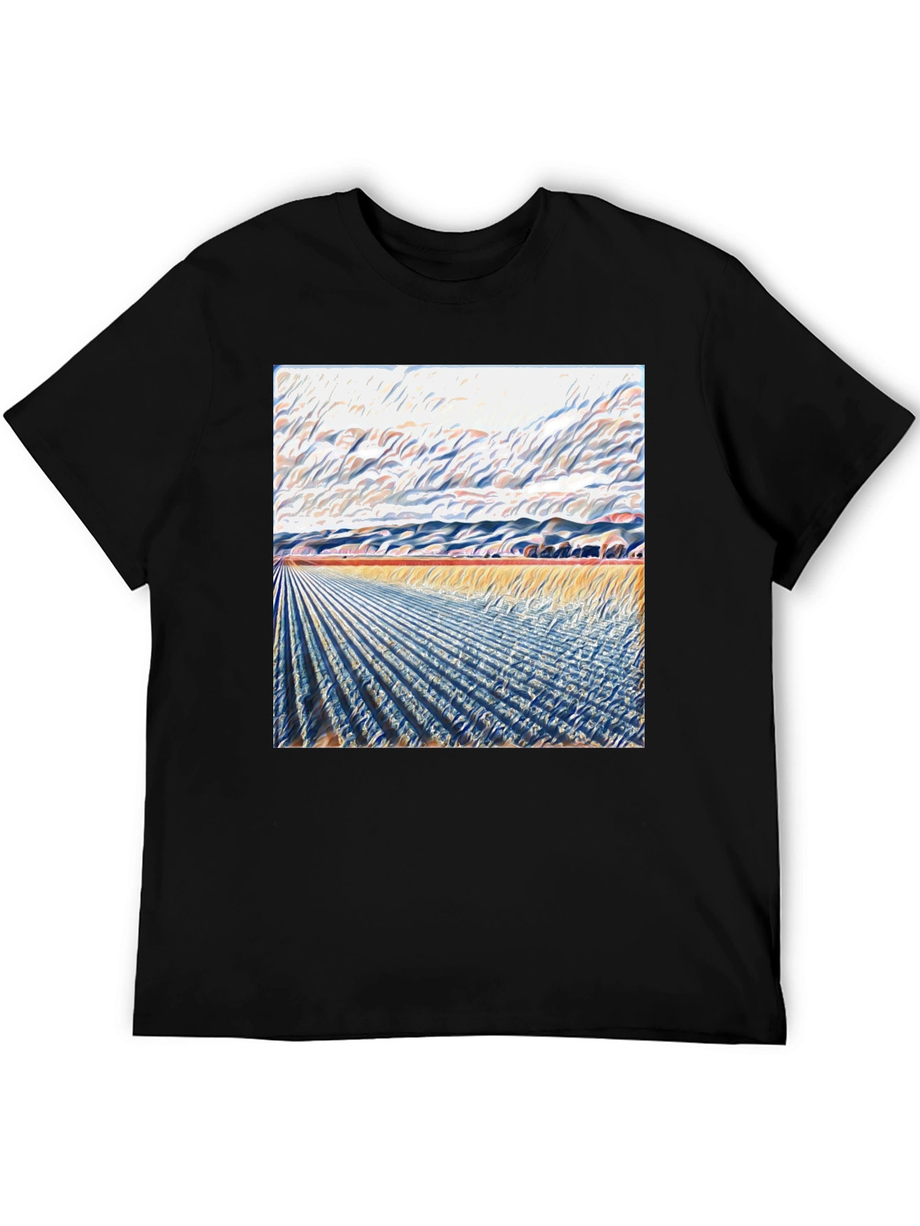 Abstract Landscape Print Tee - Modern Art Shirt