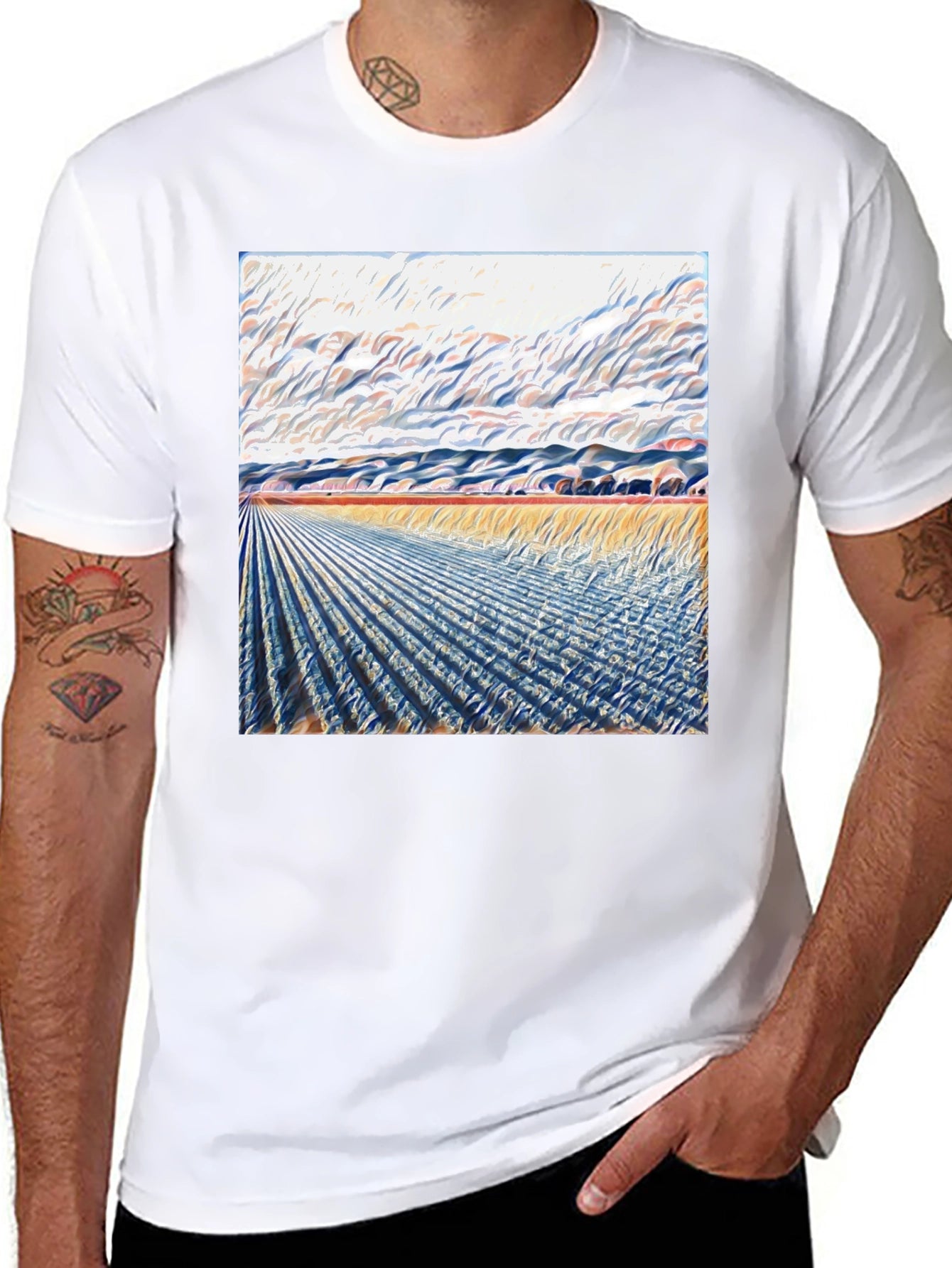 Abstract Landscape Print Tee - Modern Art Shirt