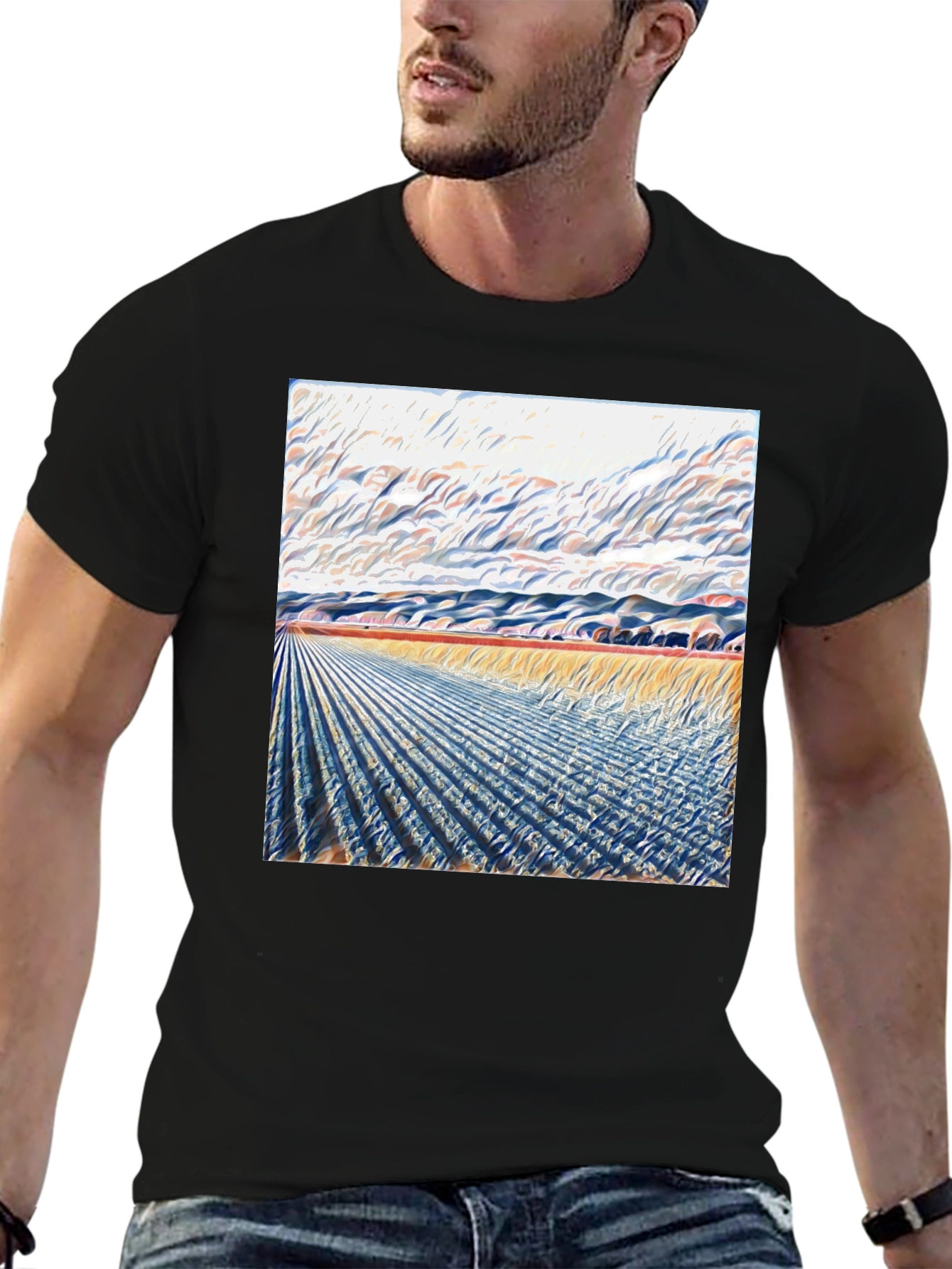 Abstract Landscape Print Tee - Modern Art Shirt