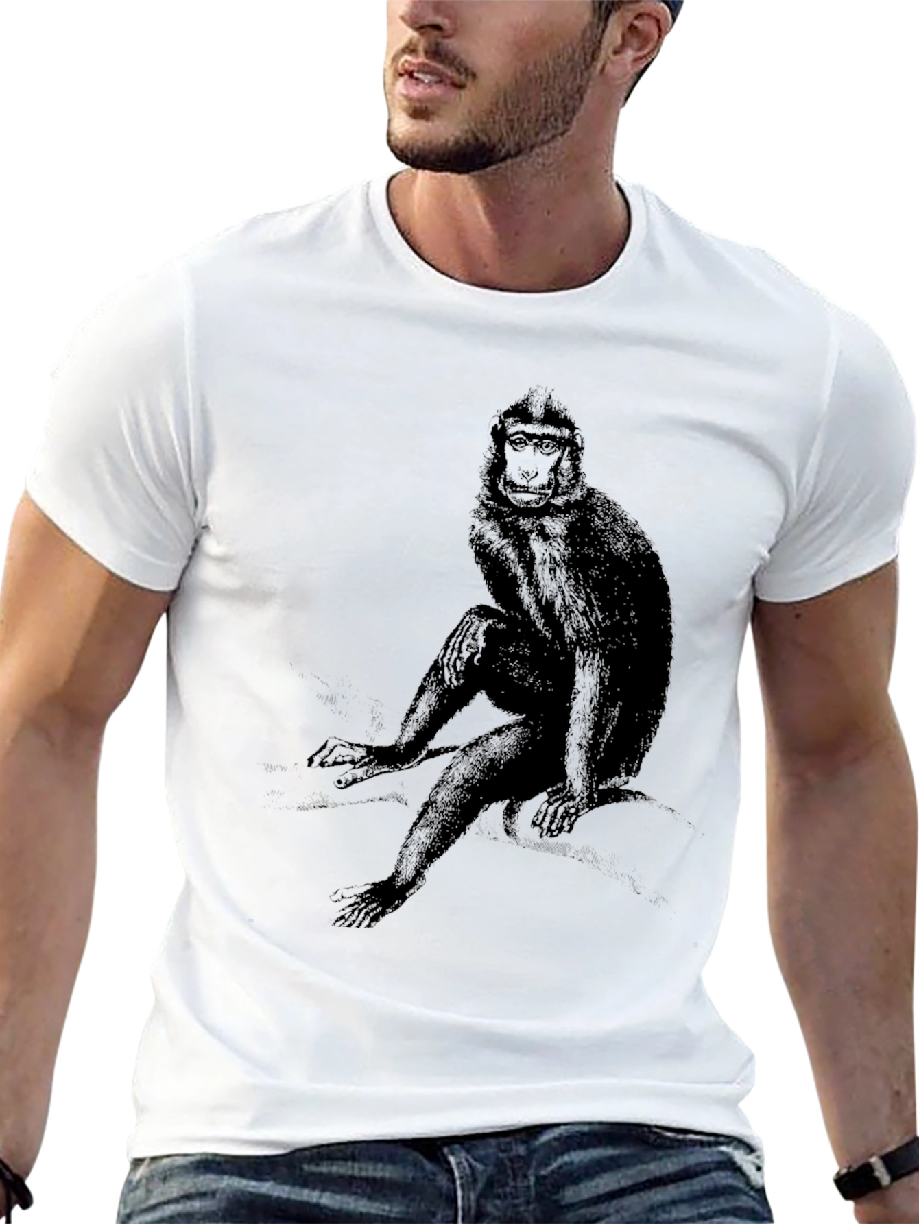 Monkey Graphic Tee - Soft Black T-Shirt