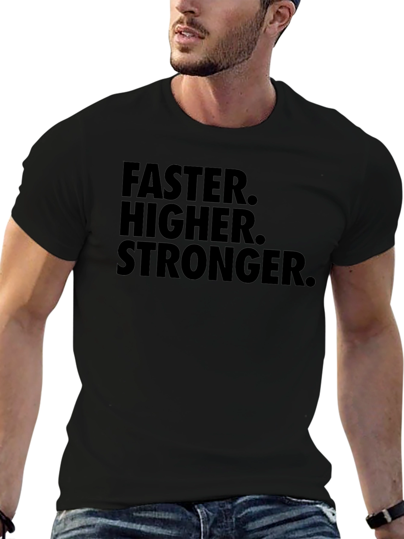 Faster Higher Stronger Black T-Shirt