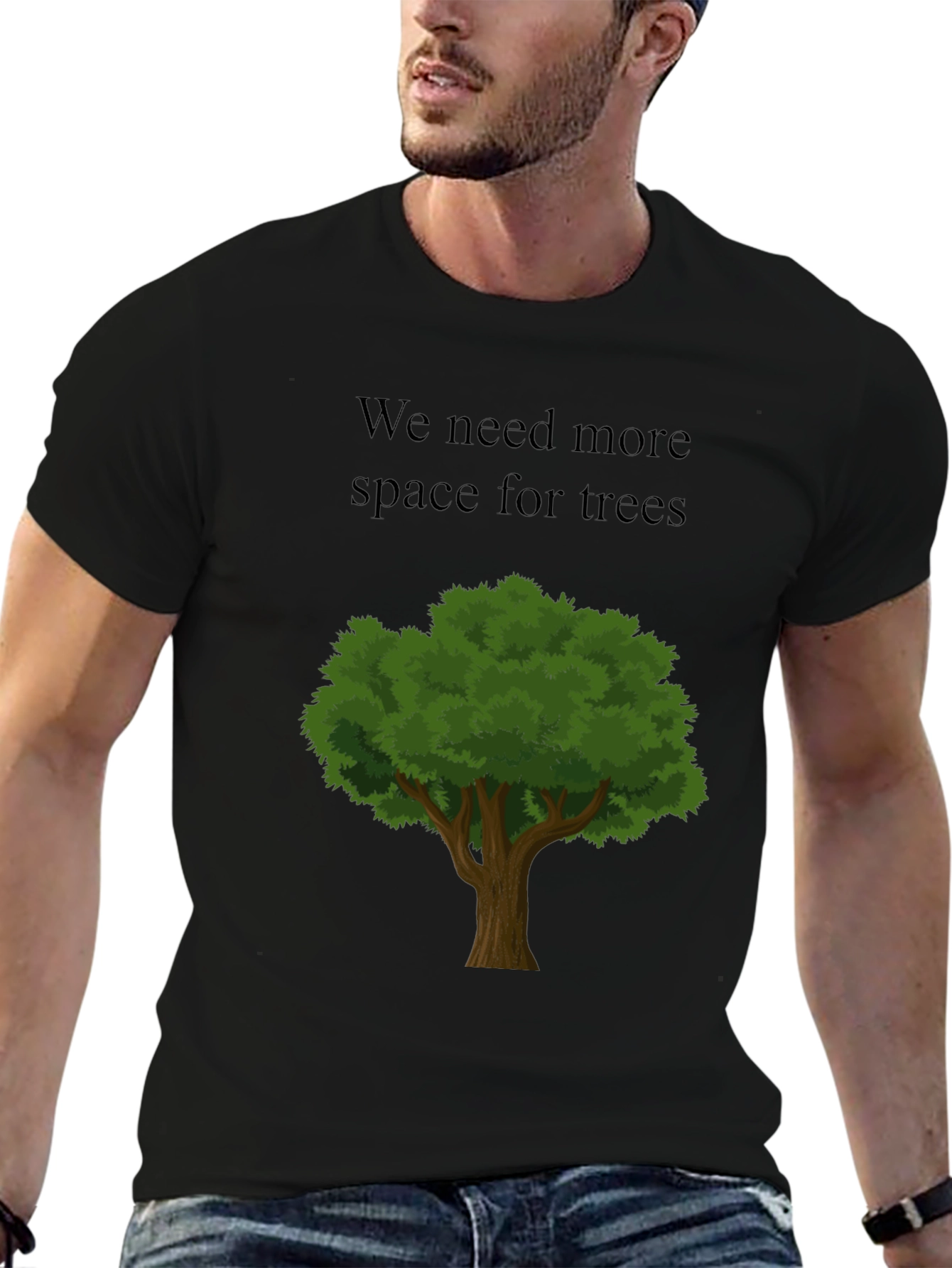 Eco-Friendly Tree Graphic Black T-Shirt