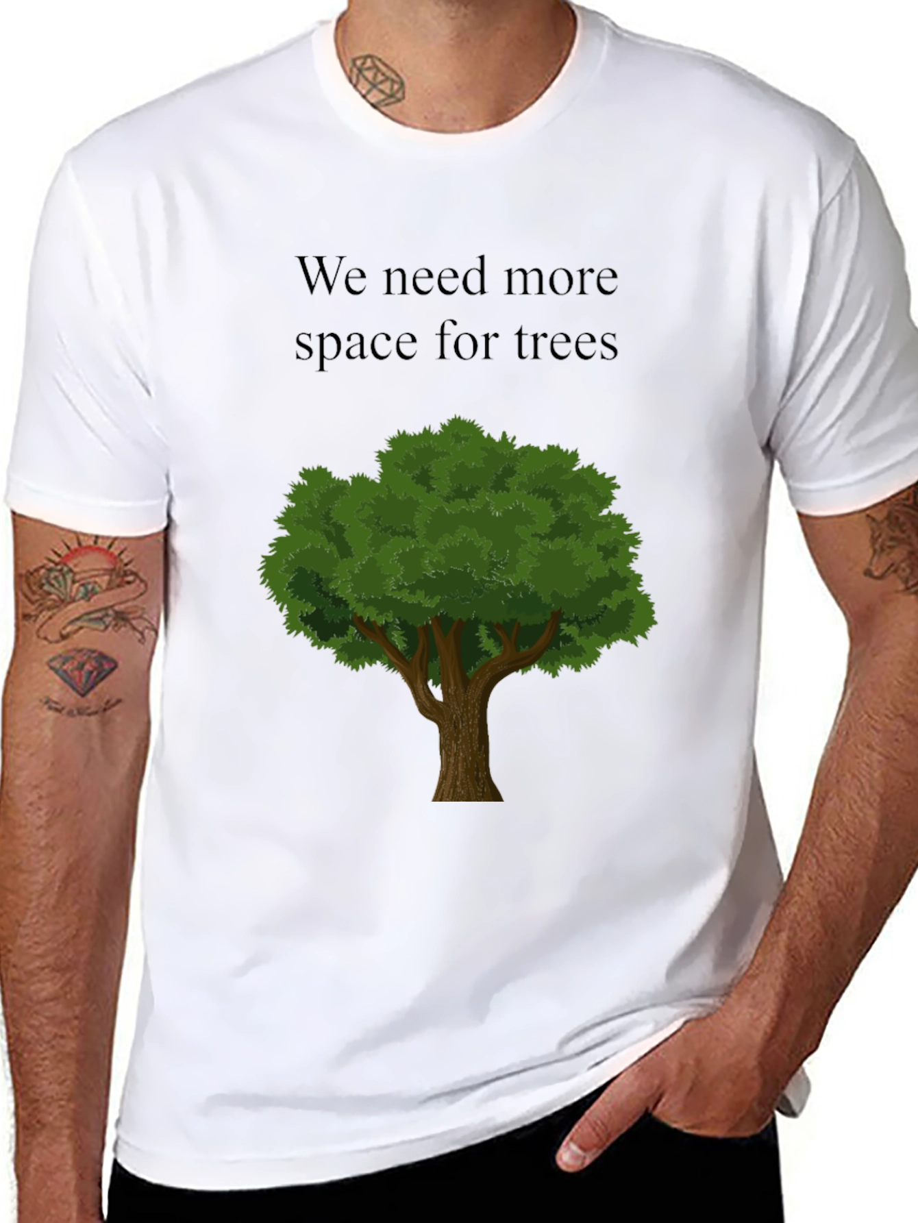 Eco-Friendly Tree Graphic Black T-Shirt